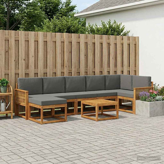 Buiten bankenset 8 pcs Natuurlijk en Antraciet Polyester is nu te koop bij PeponiXL, paradijselijk wonen!