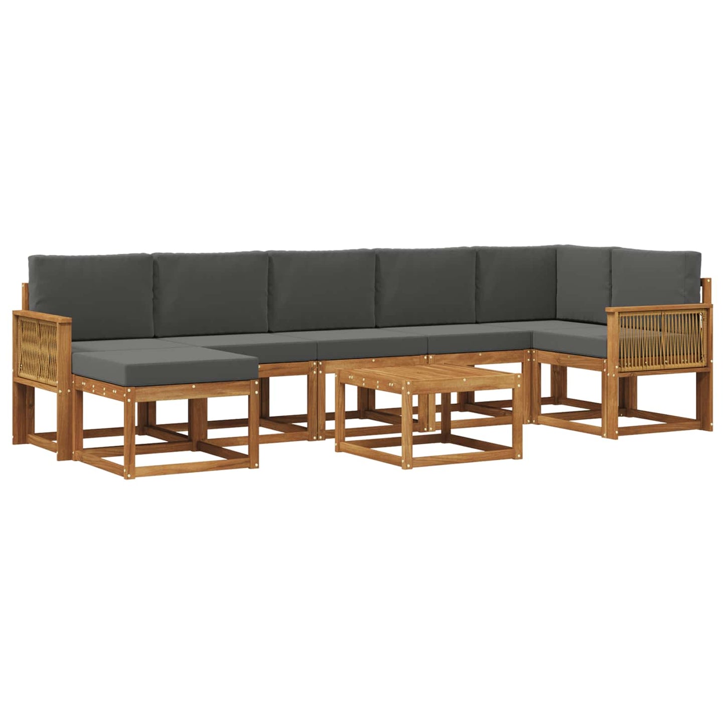 Buiten bankenset 8 pcs Natuurlijk en Antraciet Polyester is nu te koop bij PeponiXL, paradijselijk wonen!