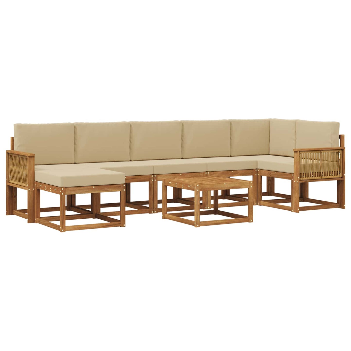 Buiten bankenset met kussen 8 pcs Natuurlijk en Beige Polyester is nu te koop bij PeponiXL, paradijselijk wonen!