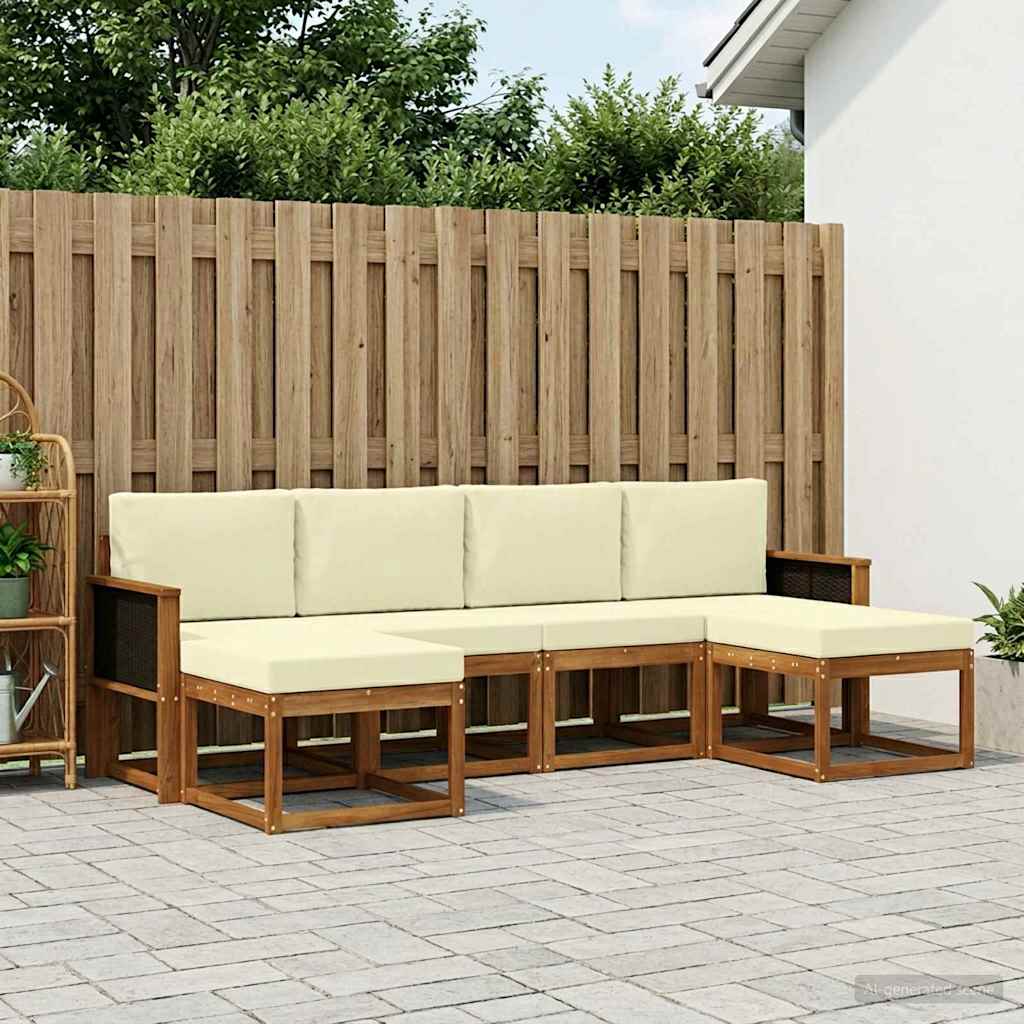 Buiten bankenset met kussen 6 pcs Natuurlijk en Crème Polyester is nu te koop bij PeponiXL, paradijselijk wonen!