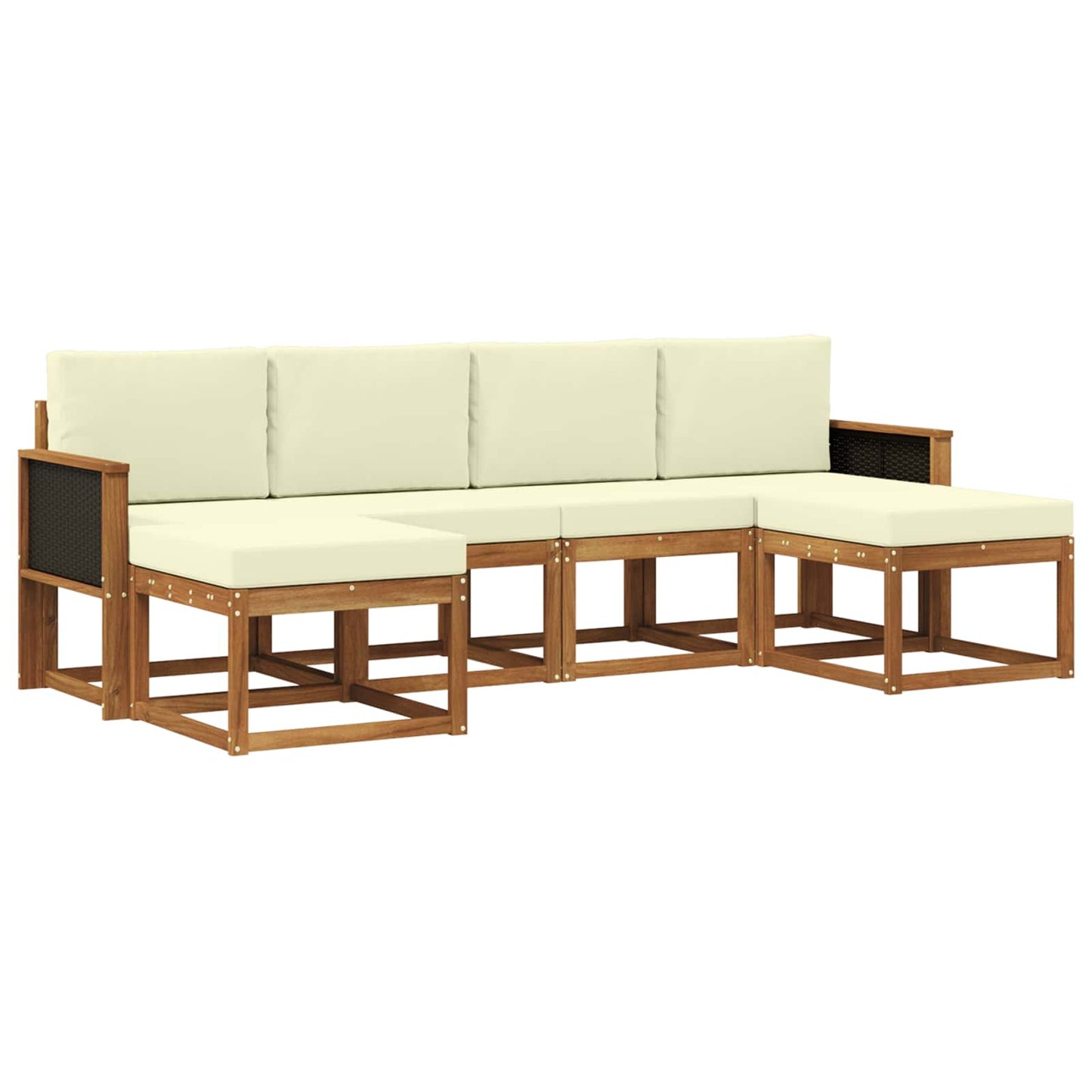 Buiten bankenset met kussen 6 pcs Natuurlijk en Crème Polyester is nu te koop bij PeponiXL, paradijselijk wonen!