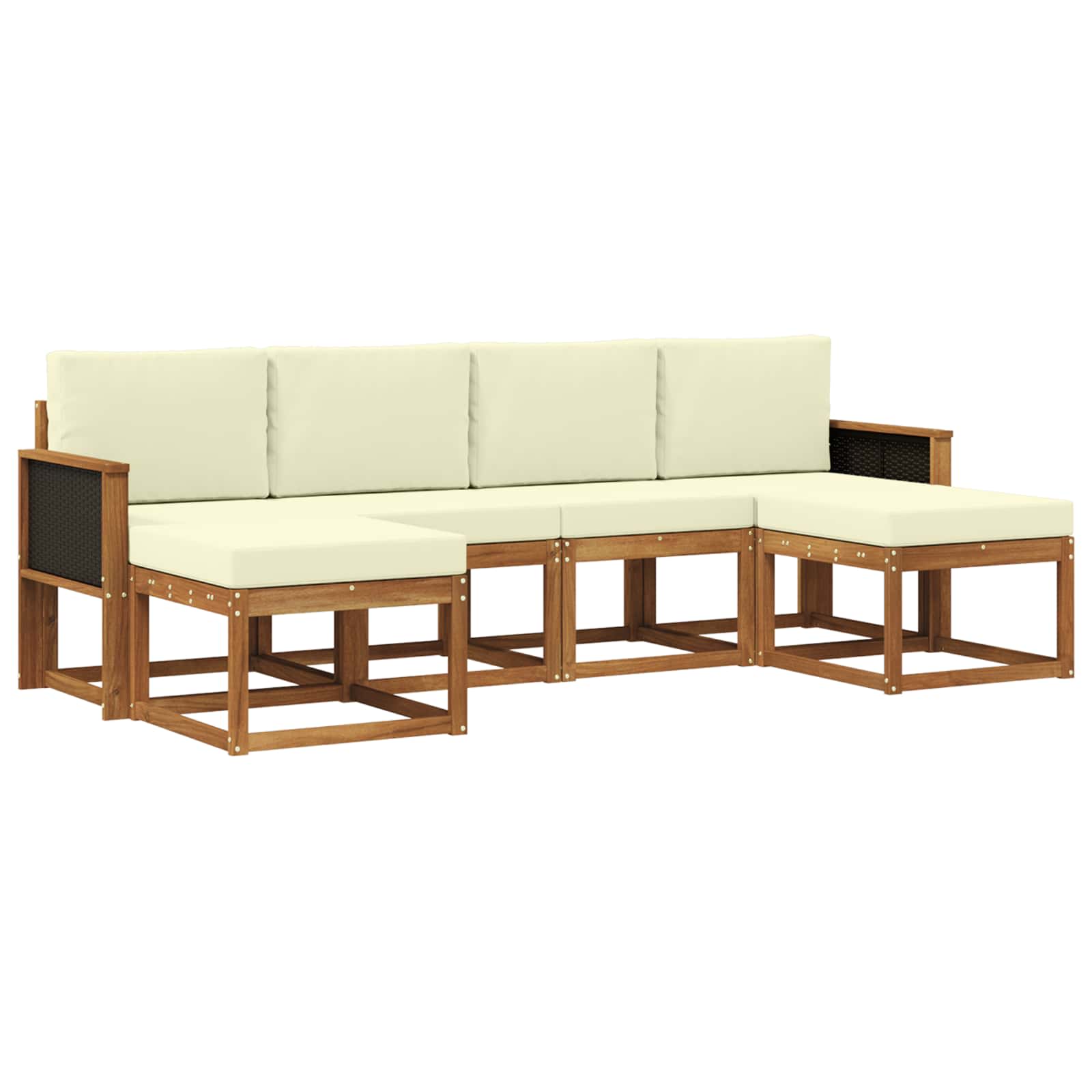 Buiten bankenset met kussen 6 pcs Natuurlijk en Crème Polyester is nu te koop bij PeponiXL, paradijselijk wonen!