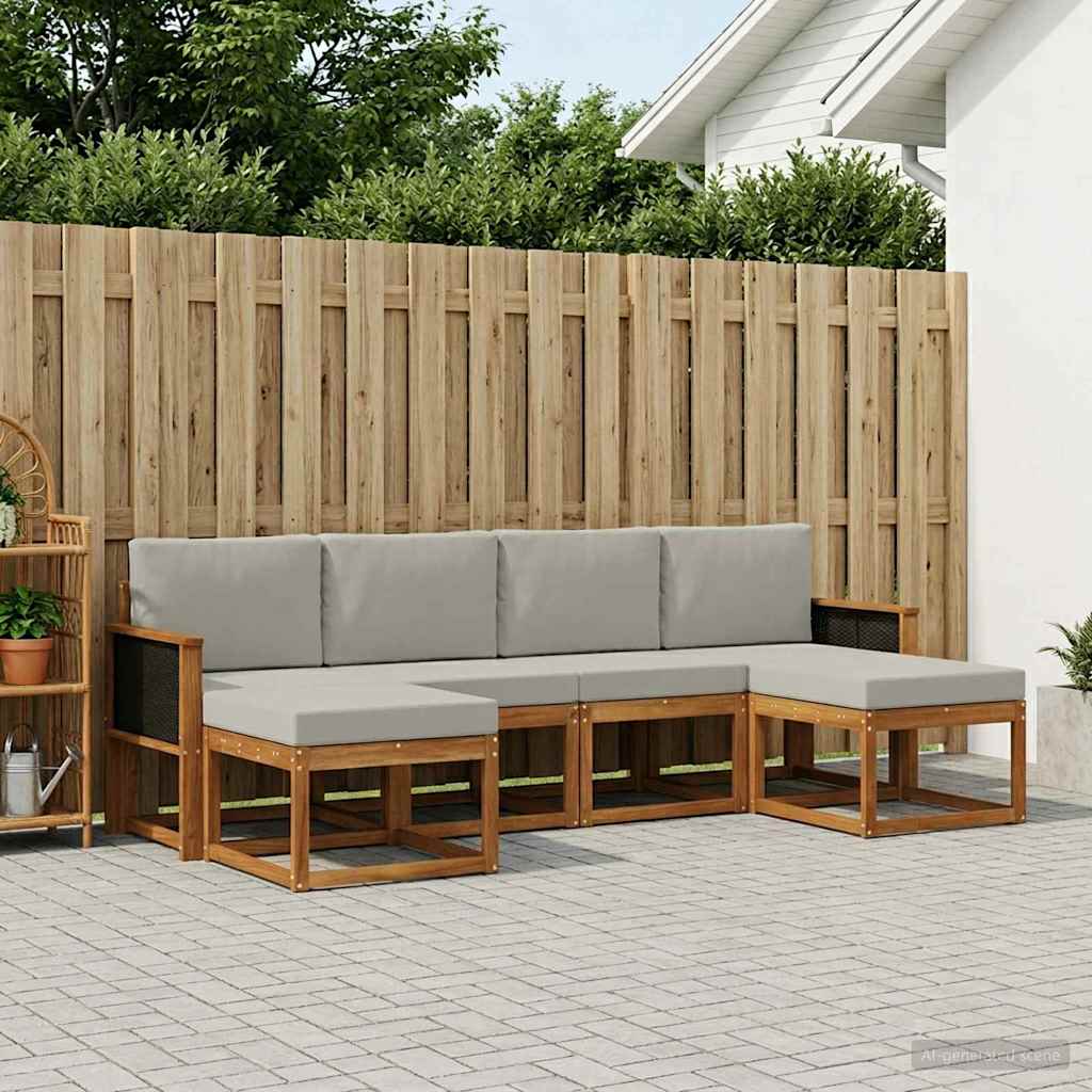 Buiten bankenset 6 pcs Naturel en lichtgrijs Polyester is nu te koop bij PeponiXL, paradijselijk wonen!
