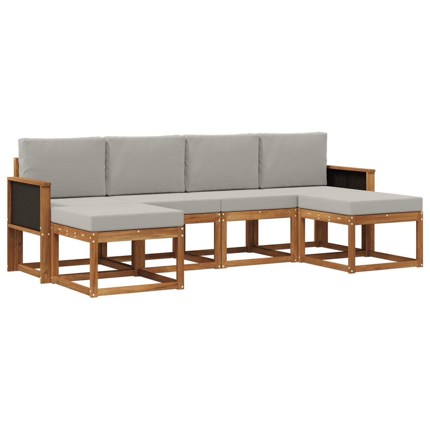 Buiten bankenset 6 pcs Naturel en lichtgrijs Polyester is nu te koop bij PeponiXL, paradijselijk wonen!
