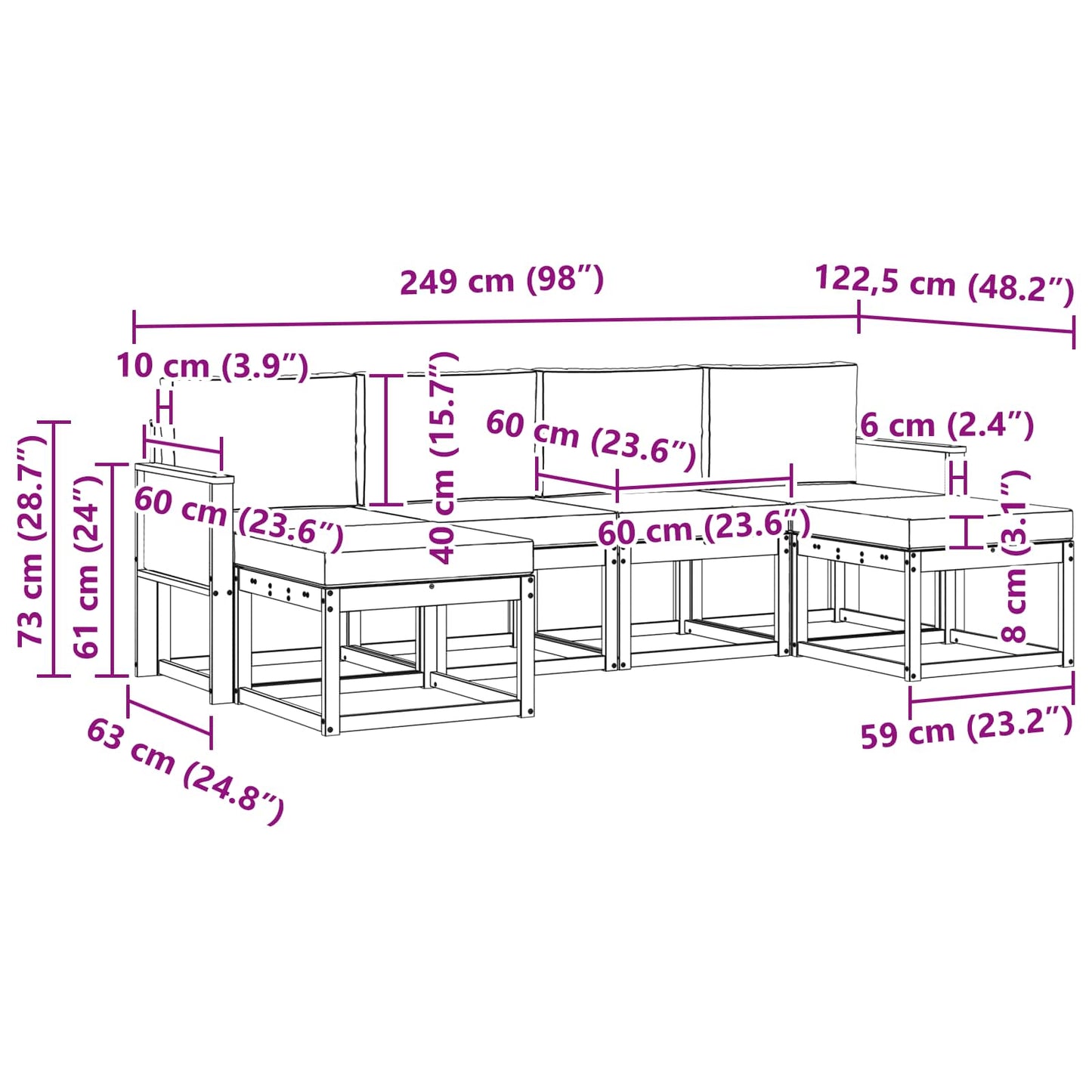Buiten bankenset 6 pcs Naturel en lichtgrijs Polyester is nu te koop bij PeponiXL, paradijselijk wonen!