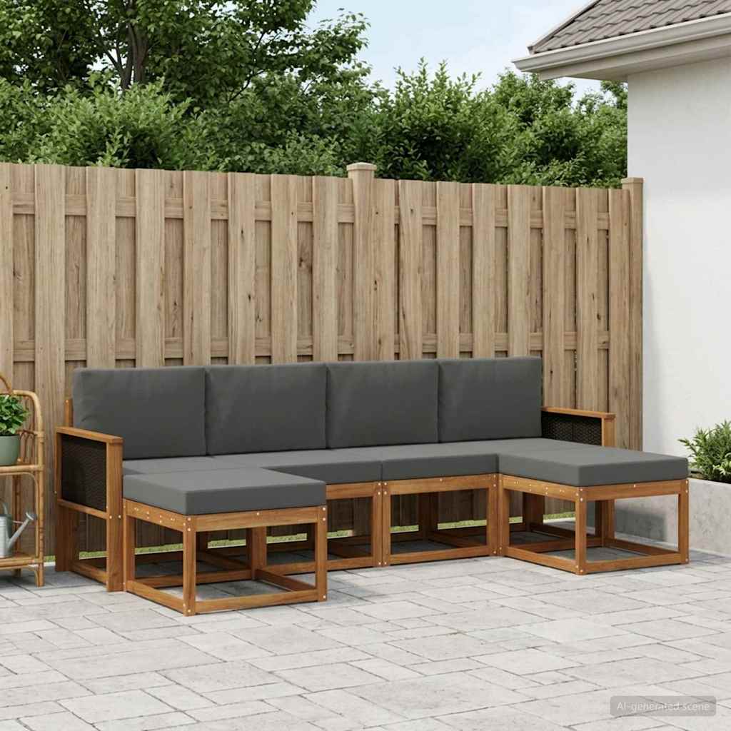 Buiten bankenset 6 pcs Natuurlijk en Antraciet Polyester is nu te koop bij PeponiXL, paradijselijk wonen!