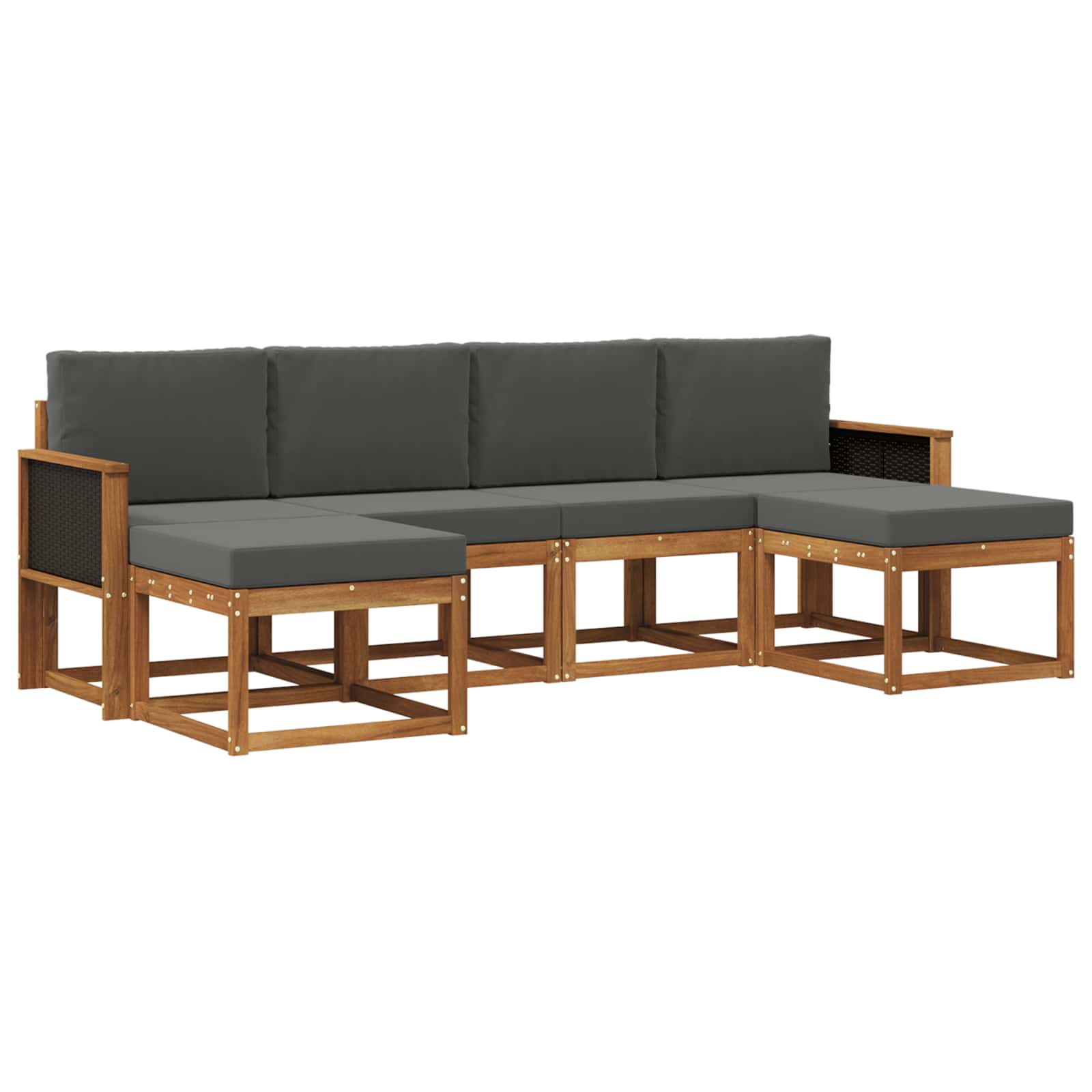 Buiten bankenset 6 pcs Natuurlijk en Antraciet Polyester is nu te koop bij PeponiXL, paradijselijk wonen!