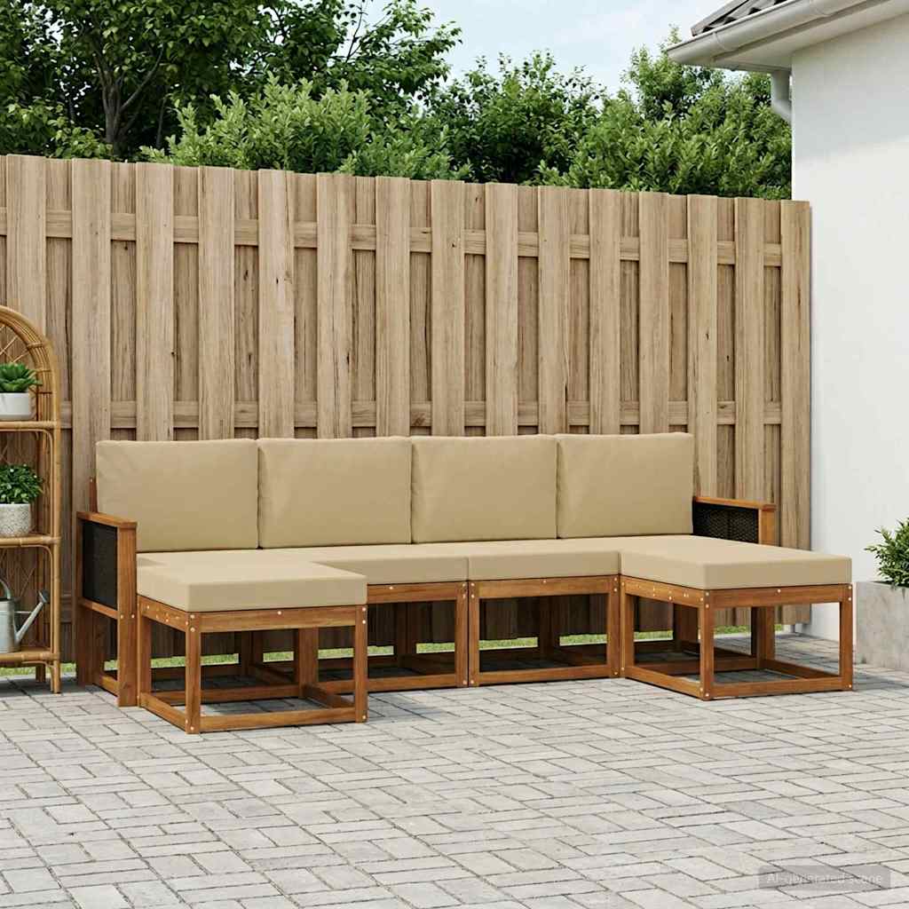 Buiten bankenset met kussen 6 pcs Natuurlijk en Beige Polyester is nu te koop bij PeponiXL, paradijselijk wonen!