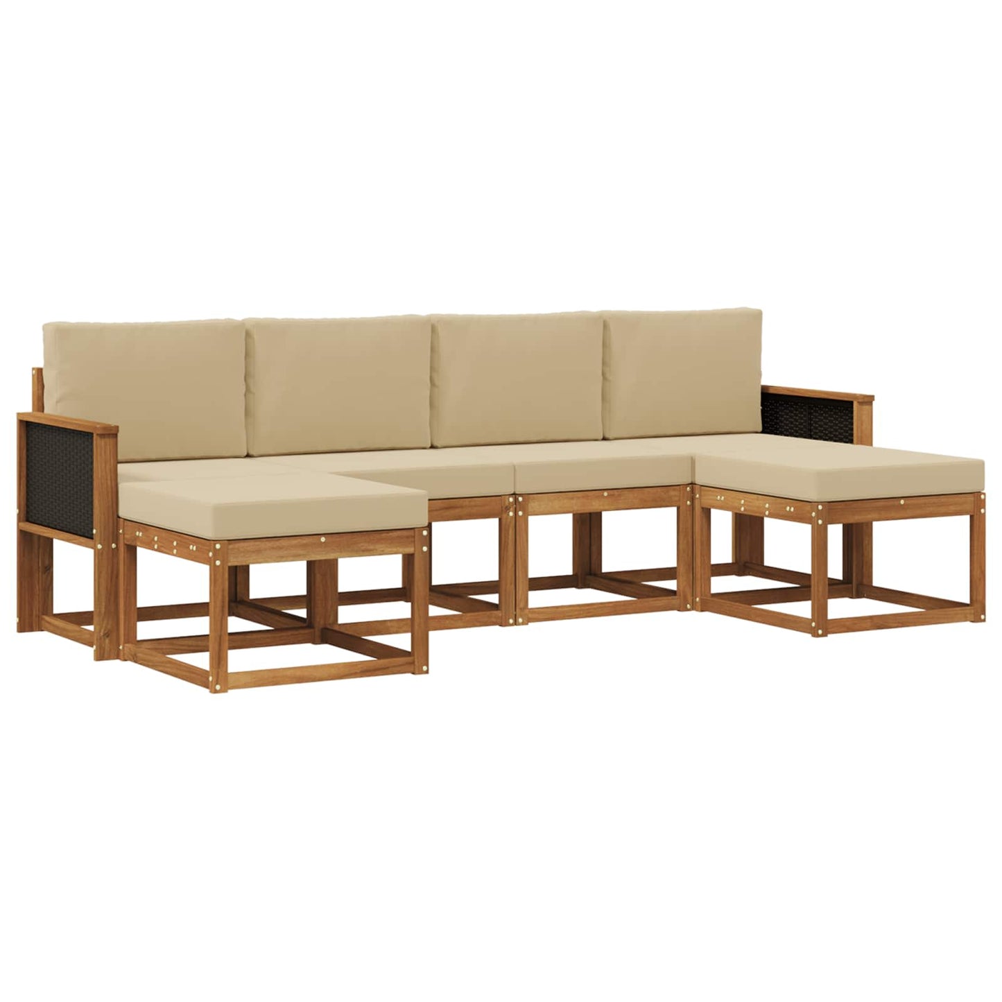 Buiten bankenset met kussen 6 pcs Natuurlijk en Beige Polyester is nu te koop bij PeponiXL, paradijselijk wonen!