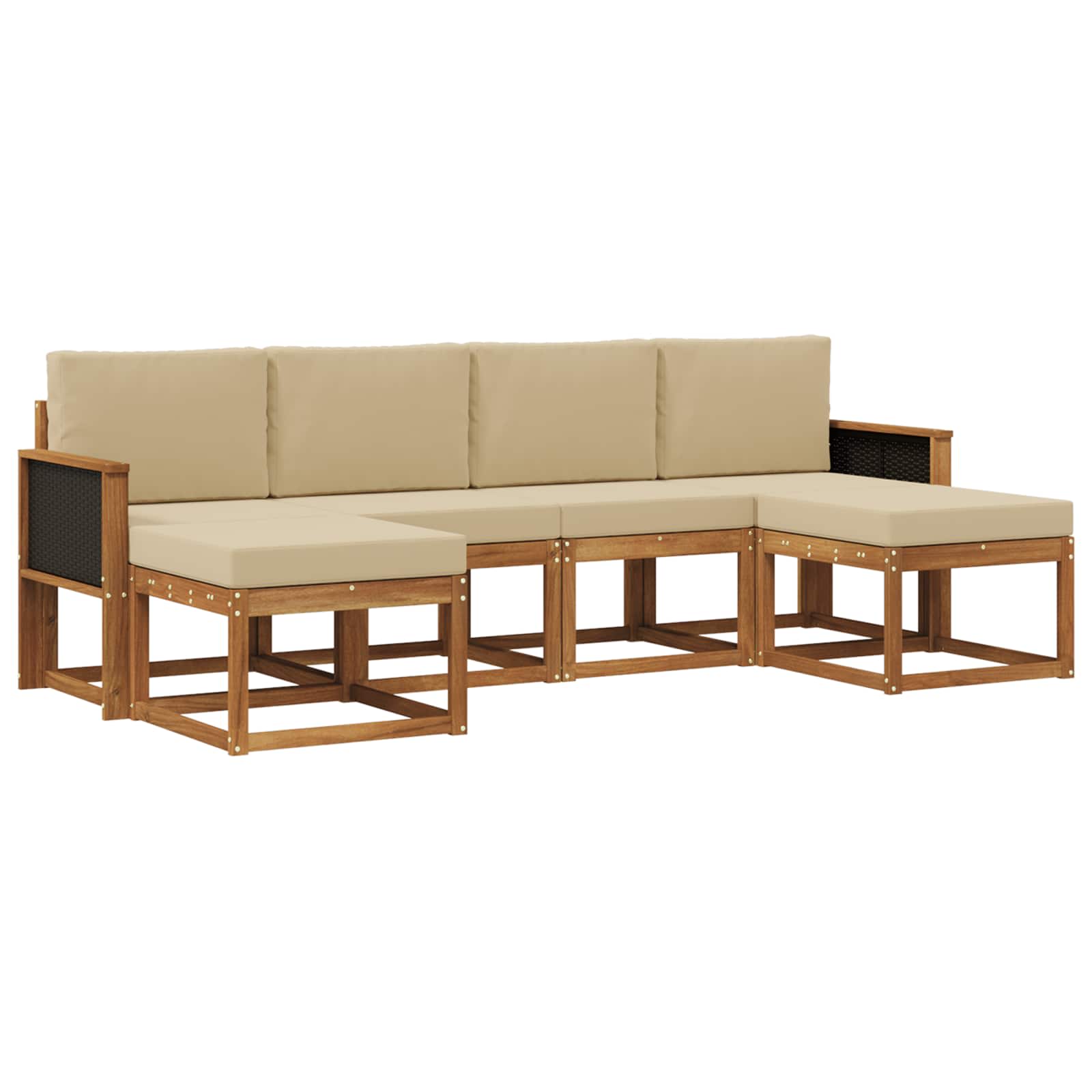 Buiten bankenset met kussen 6 pcs Natuurlijk en Beige Polyester is nu te koop bij PeponiXL, paradijselijk wonen!