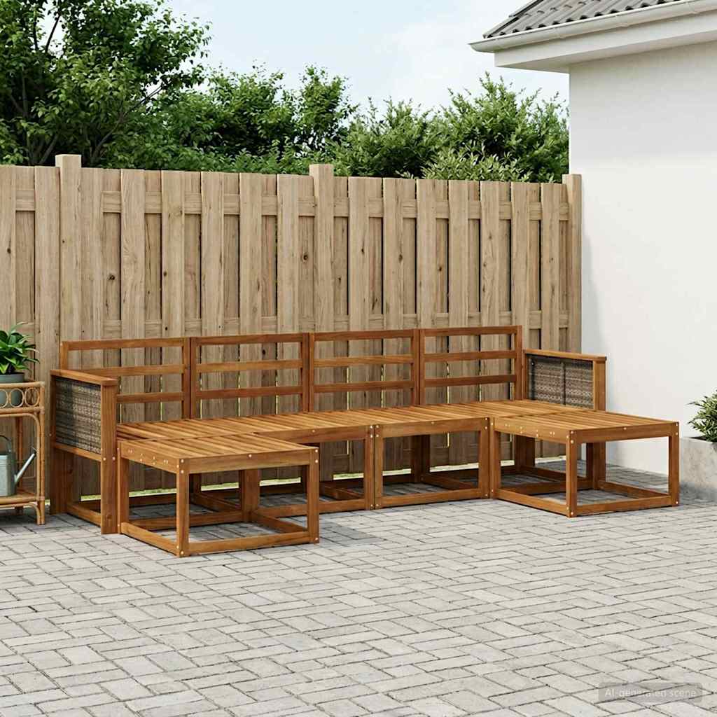 Buiten bankenset 6 pcs Naturel Massief Acaciahout is nu te koop bij PeponiXL, paradijselijk wonen!