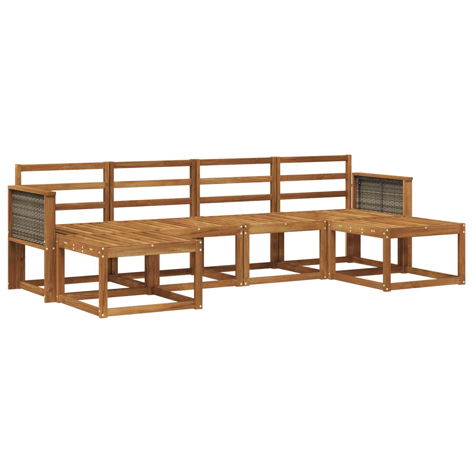 Buiten bankenset 6 pcs Naturel Massief Acaciahout is nu te koop bij PeponiXL, paradijselijk wonen!