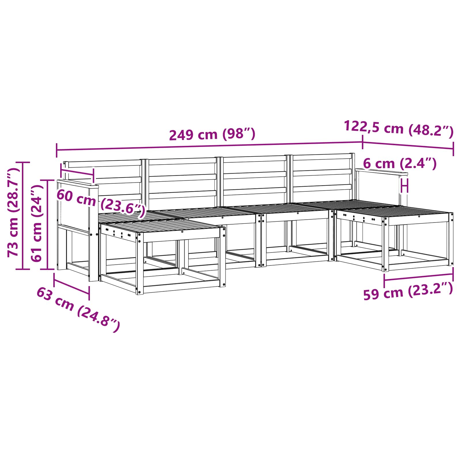 Buiten bankenset 6 pcs Naturel Massief Acaciahout is nu te koop bij PeponiXL, paradijselijk wonen!