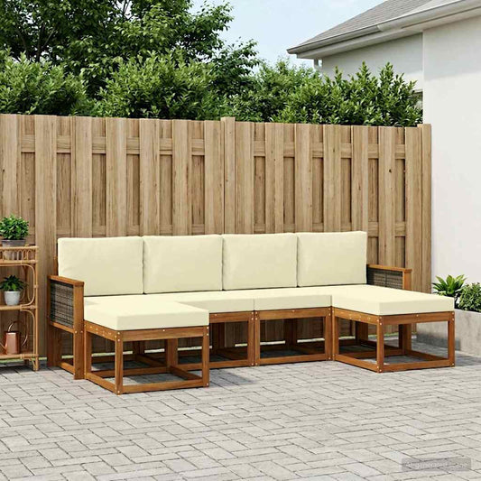 Buiten bankenset met kussen 6 pcs Natuurlijk en Crème Polyester is nu te koop bij PeponiXL, paradijselijk wonen!