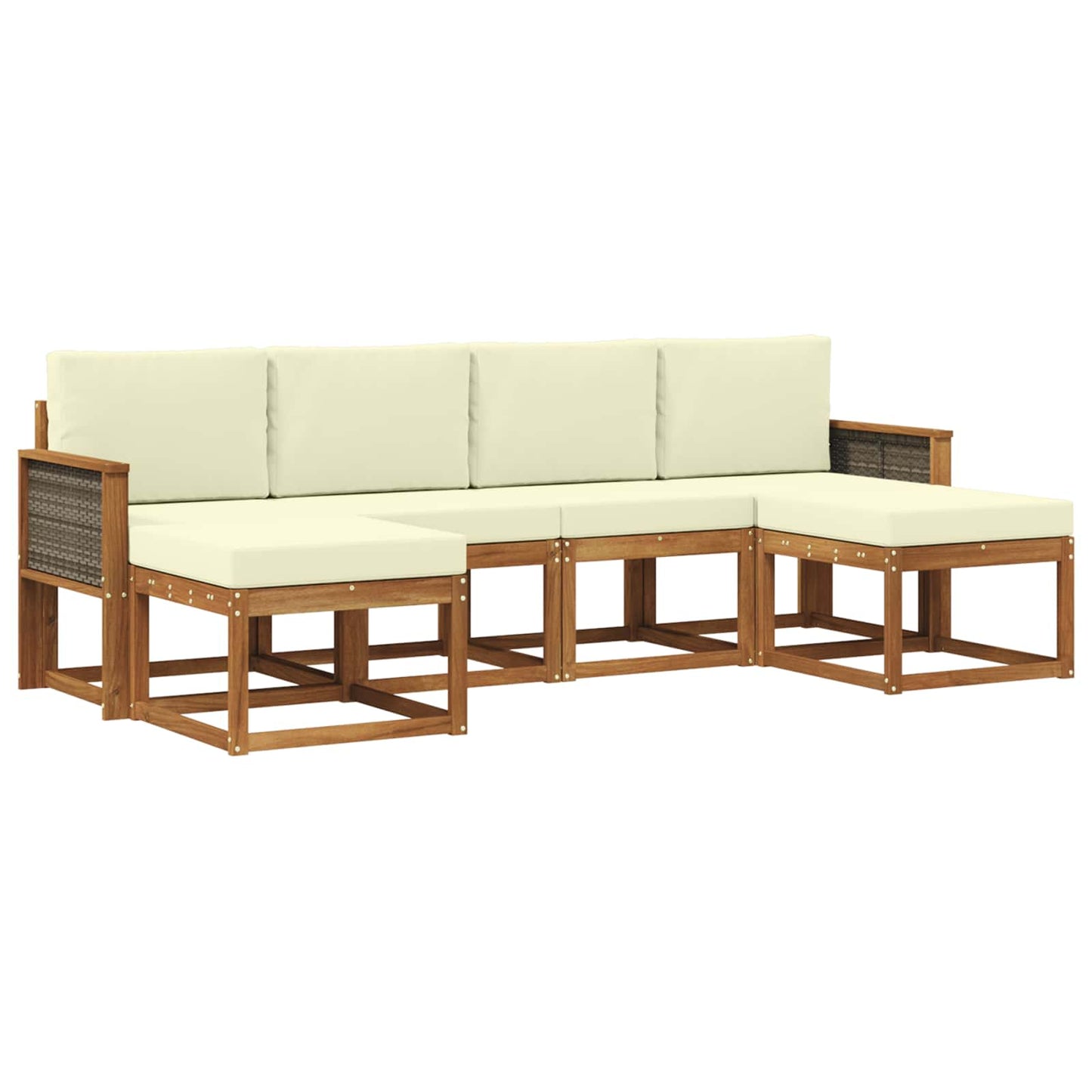Buiten bankenset met kussen 6 pcs Natuurlijk en Crème Polyester is nu te koop bij PeponiXL, paradijselijk wonen!