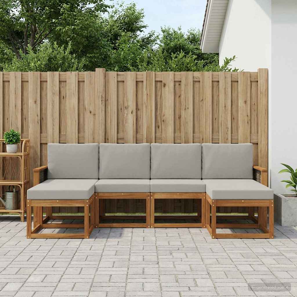 Buiten bankenset 6 pcs Naturel en lichtgrijs Polyester is nu te koop bij PeponiXL, paradijselijk wonen!