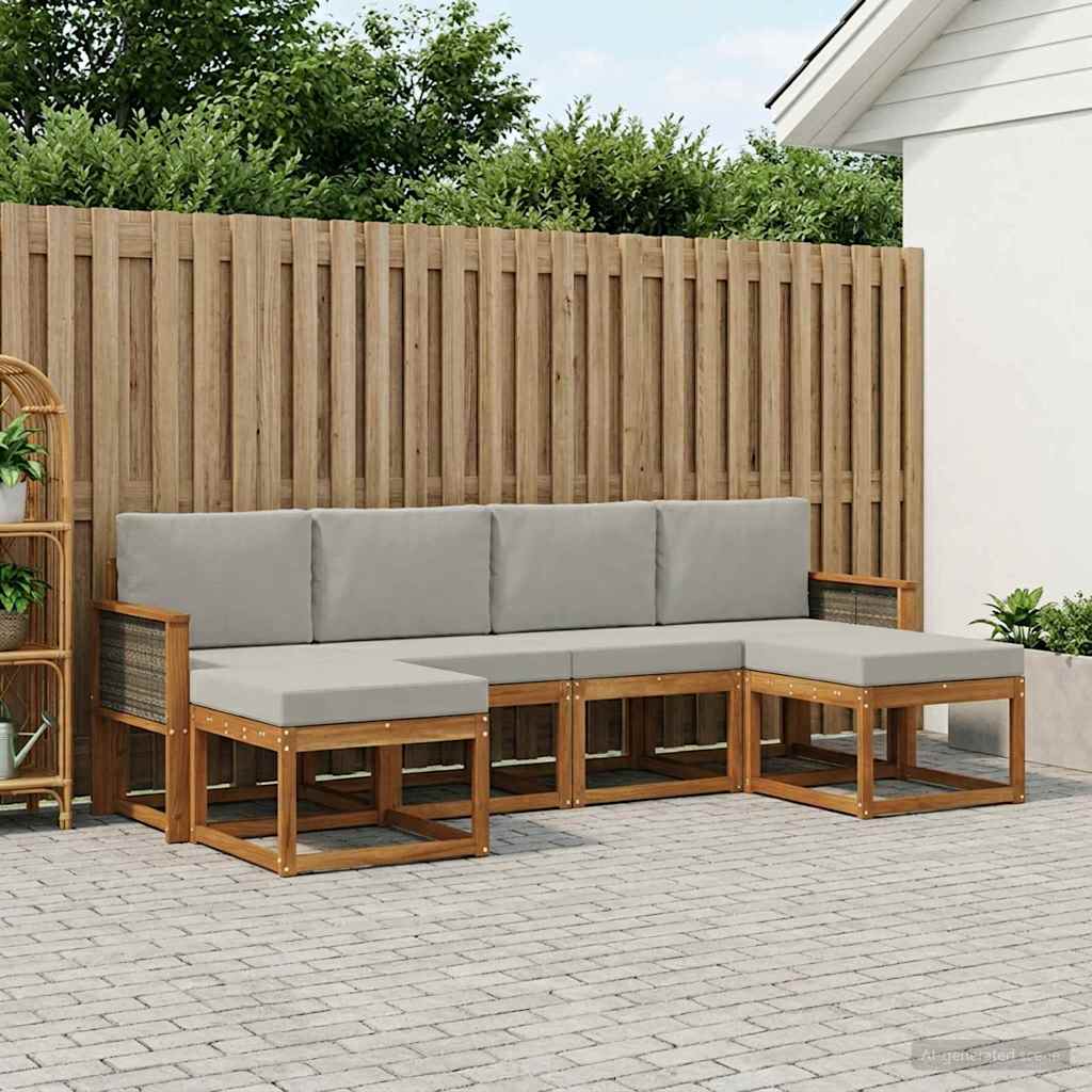 Buiten bankenset 6 pcs Naturel en lichtgrijs Polyester is nu te koop bij PeponiXL, paradijselijk wonen!