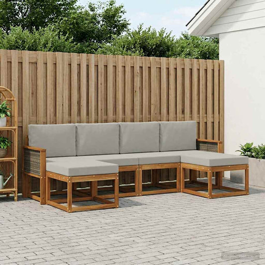 Buiten bankenset 6 pcs Naturel en lichtgrijs Polyester is nu te koop bij PeponiXL, paradijselijk wonen!