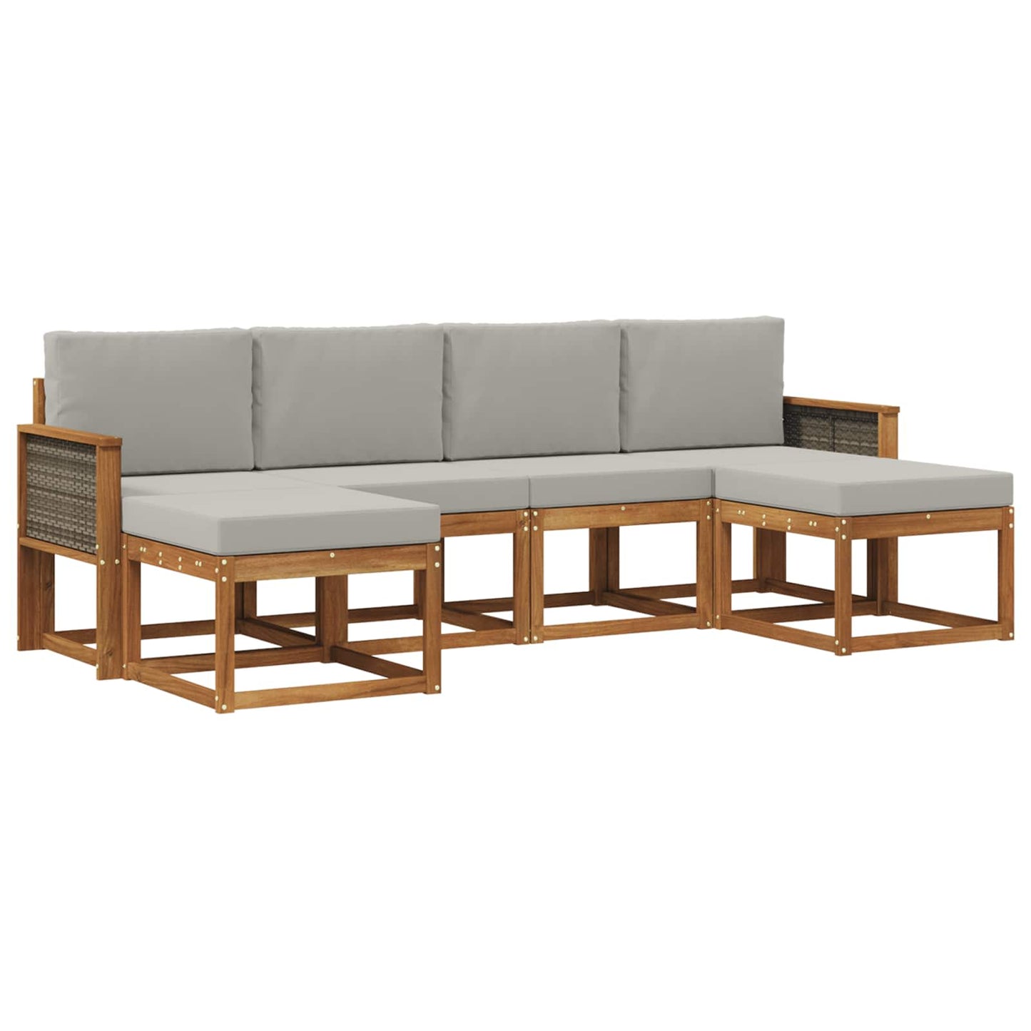 Buiten bankenset 6 pcs Naturel en lichtgrijs Polyester is nu te koop bij PeponiXL, paradijselijk wonen!