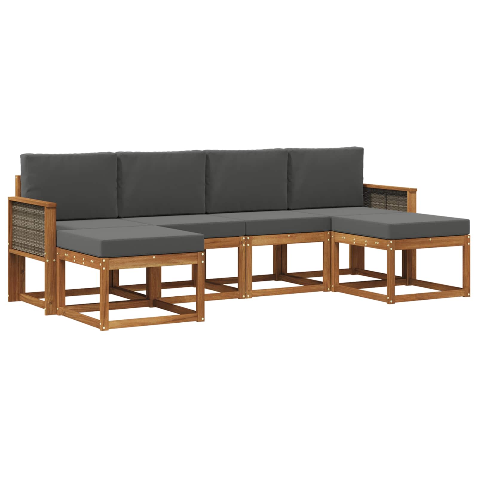 Buiten bankenset 6 pcs Natuurlijk en Antraciet Polyester is nu te koop bij PeponiXL, paradijselijk wonen!