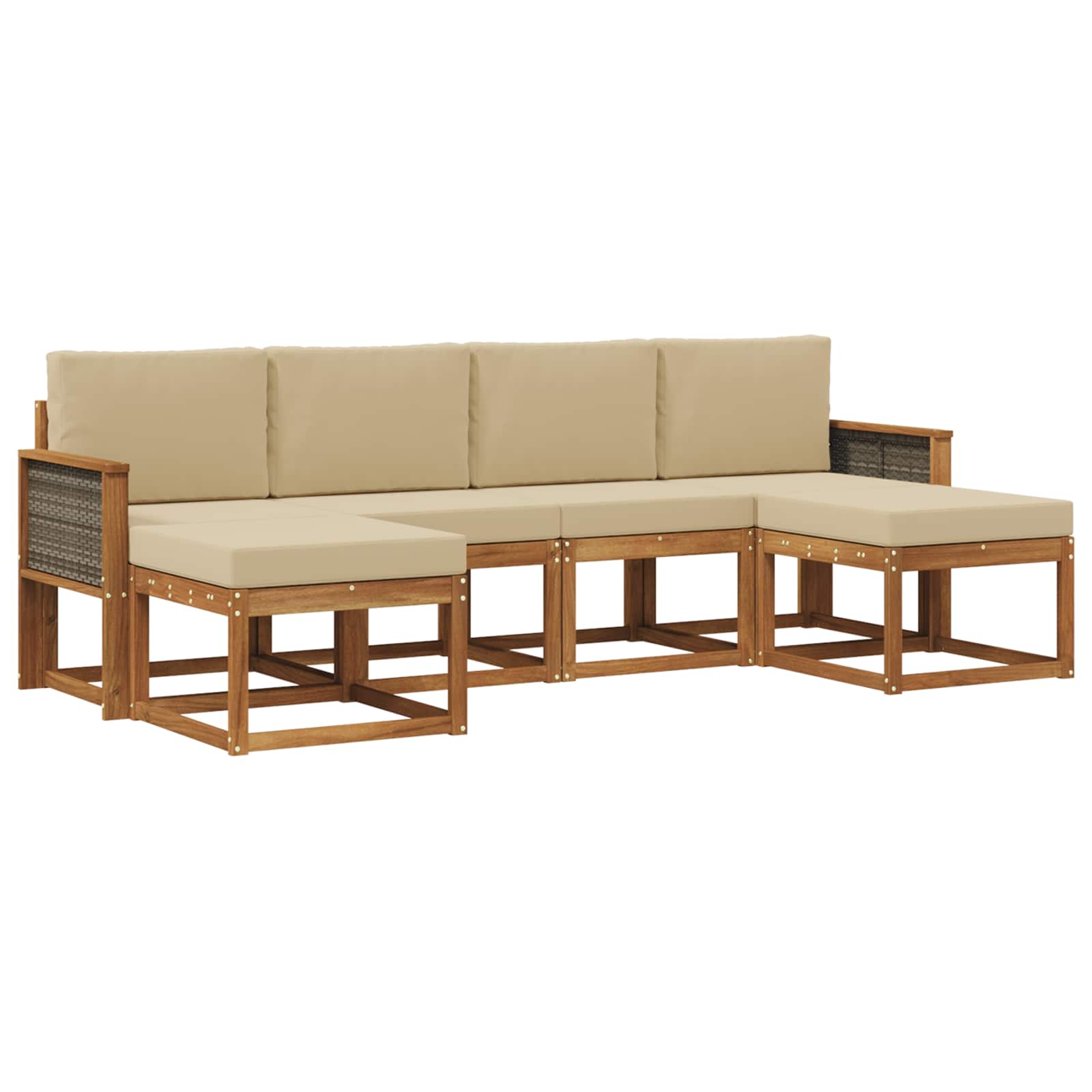 Buiten bankenset met kussen 6 pcs Natuurlijk en Beige Polyester is nu te koop bij PeponiXL, paradijselijk wonen!