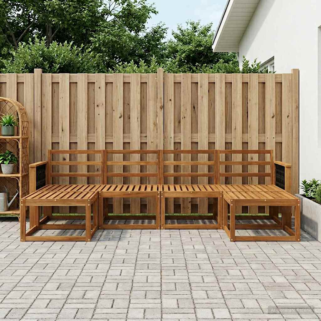 Buiten bankenset 6 pcs Naturel Massief Acaciahout is nu te koop bij PeponiXL, paradijselijk wonen!