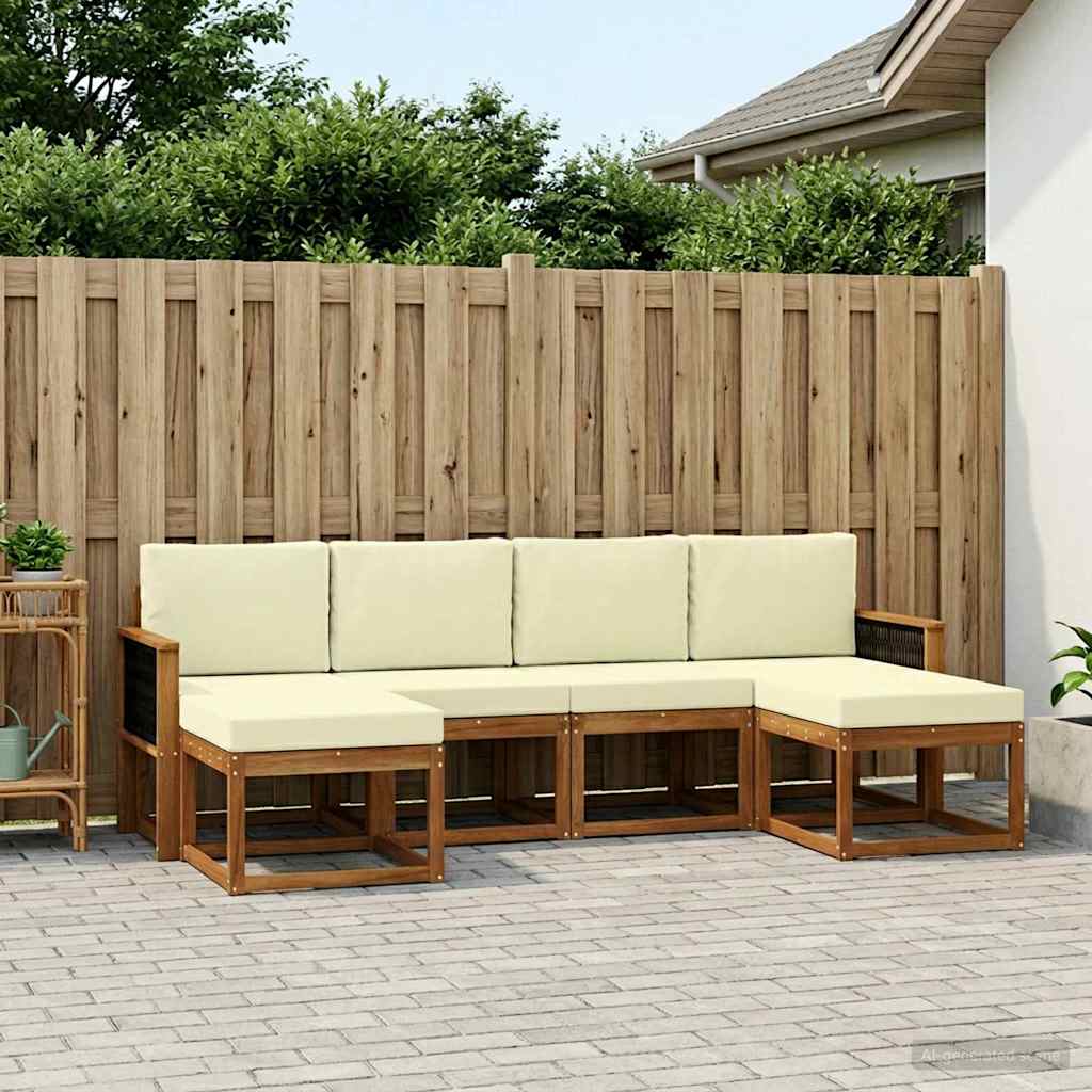 Buiten bankenset met kussen 6 pcs Natuurlijk en Crème Polyester is nu te koop bij PeponiXL, paradijselijk wonen!