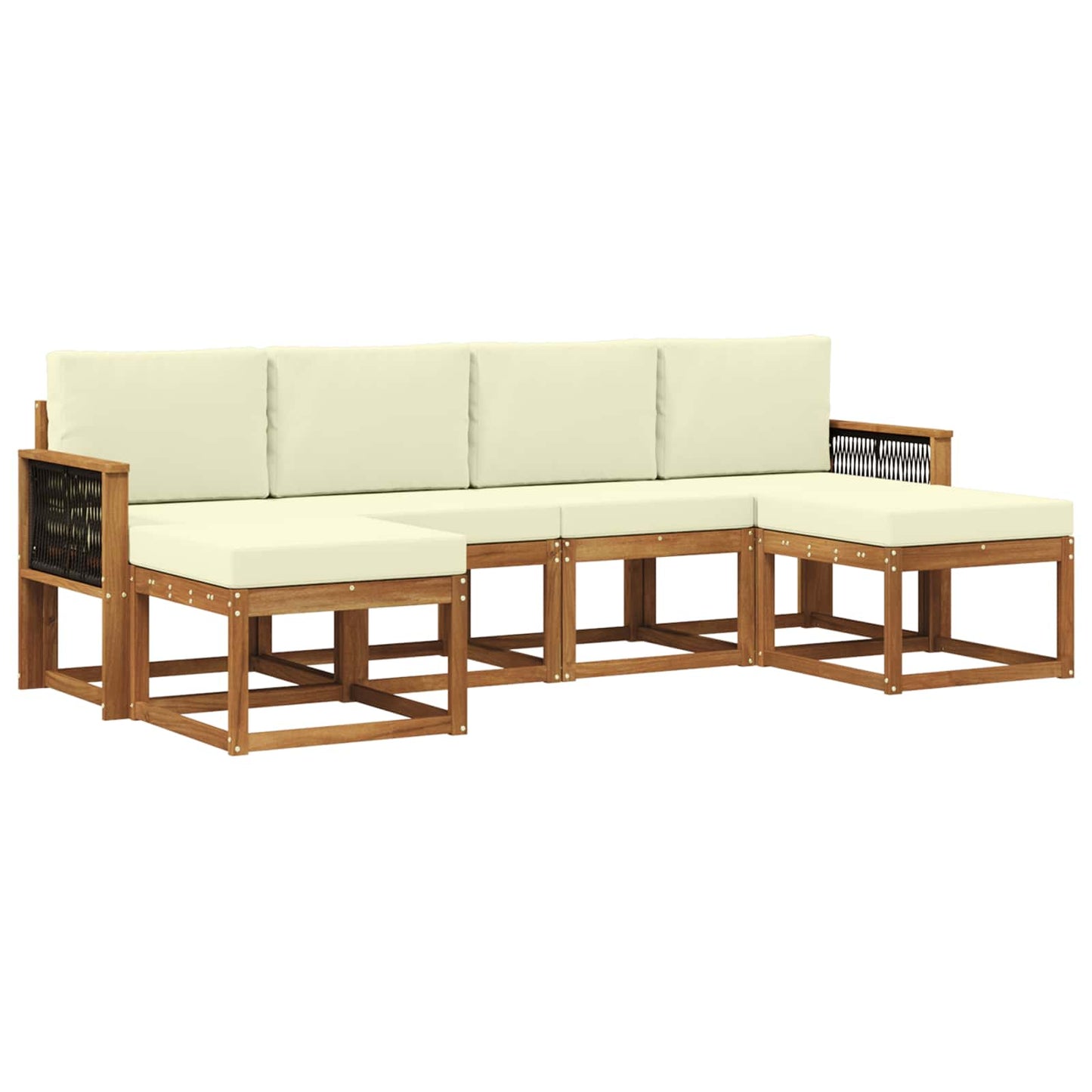 Buiten bankenset met kussen 6 pcs Natuurlijk en Crème Polyester is nu te koop bij PeponiXL, paradijselijk wonen!