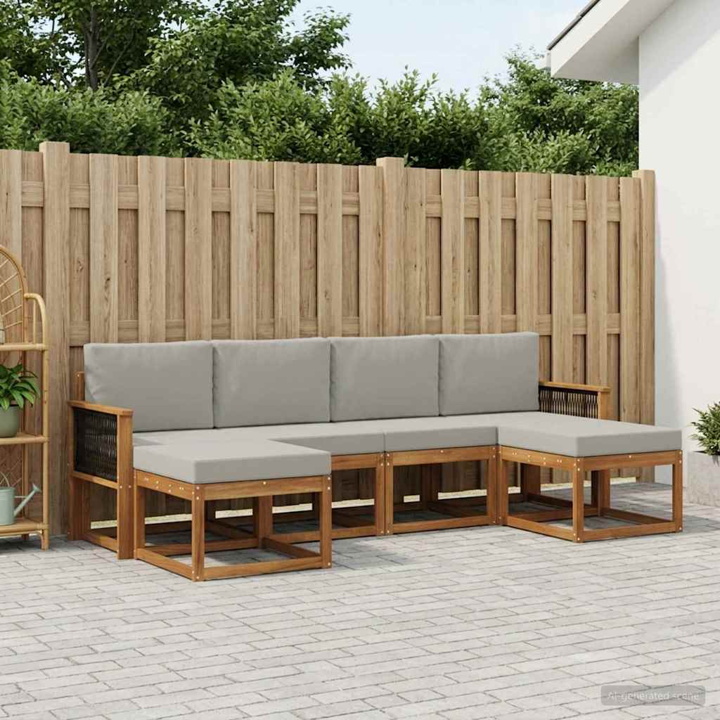 Buiten bankenset 6 pcs Naturel en lichtgrijs Polyester is nu te koop bij PeponiXL, paradijselijk wonen!
