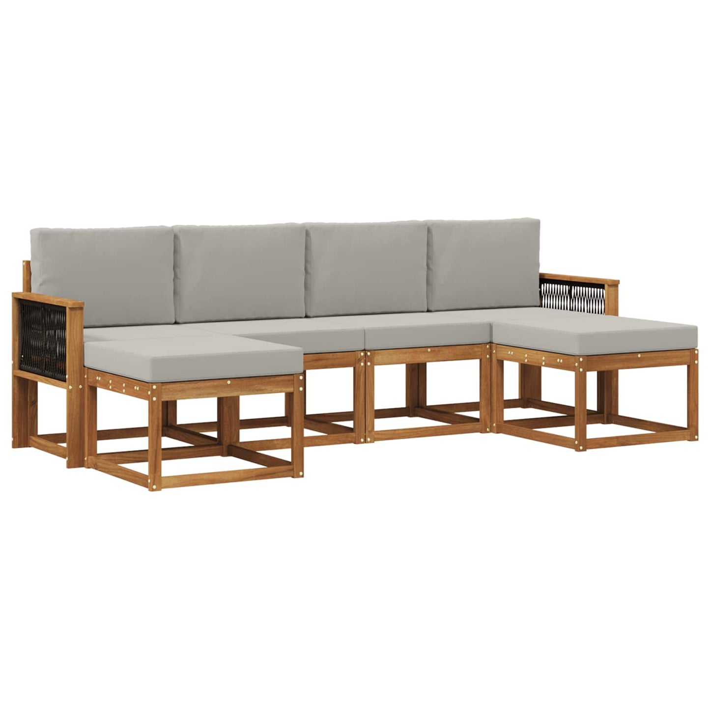 Buiten bankenset 6 pcs Naturel en lichtgrijs Polyester is nu te koop bij PeponiXL, paradijselijk wonen!