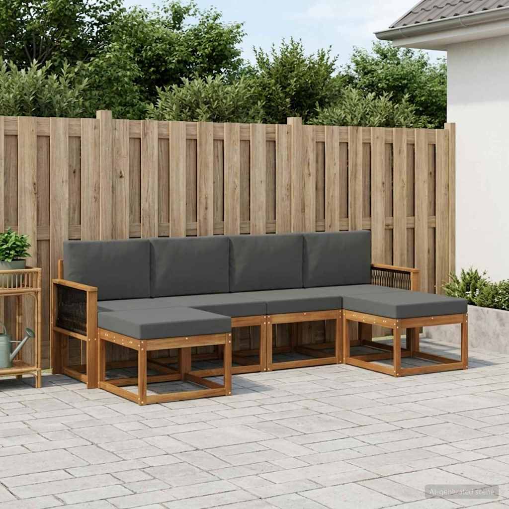 Buiten bankenset 6 pcs Natuurlijk en Antraciet Polyester is nu te koop bij PeponiXL, paradijselijk wonen!