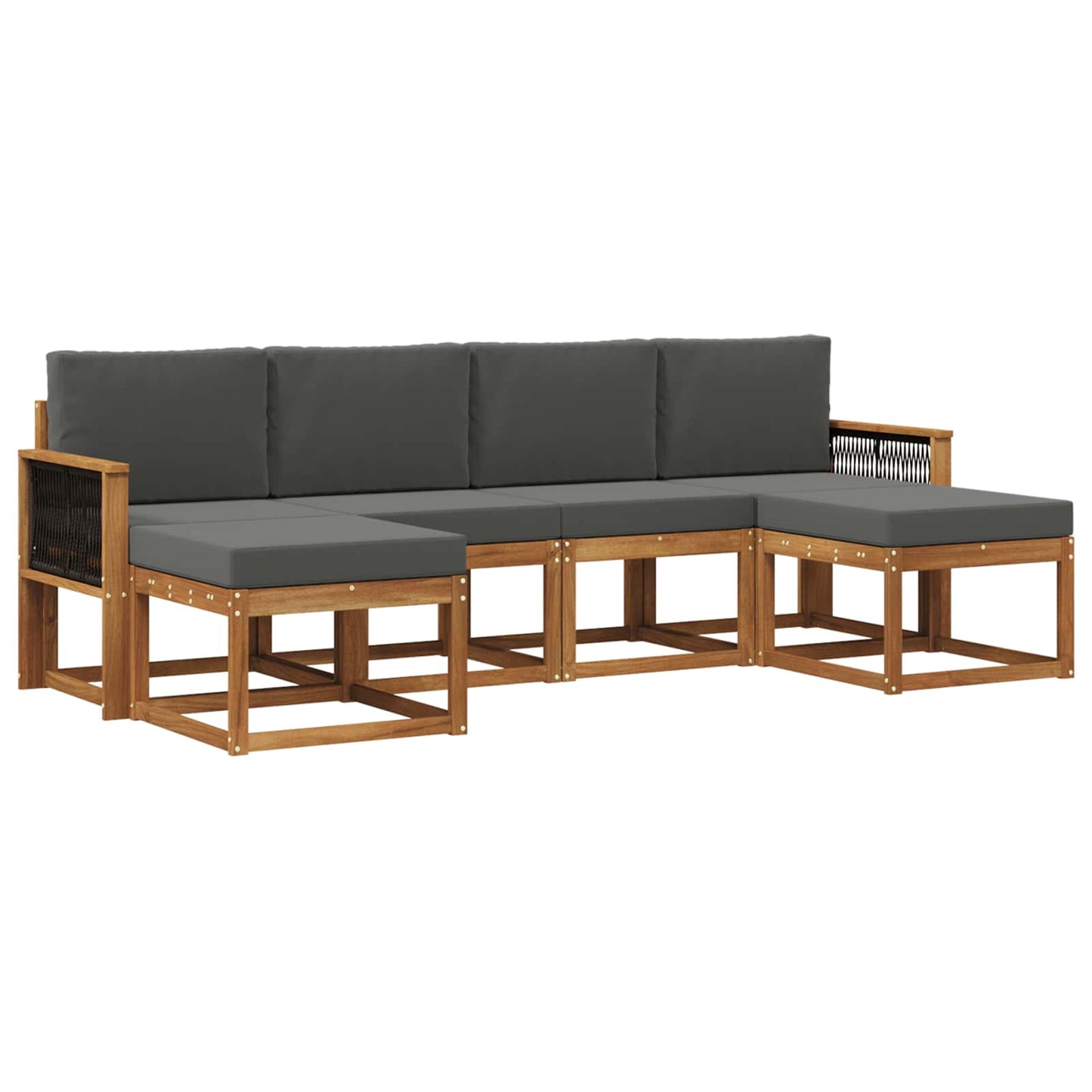 Buiten bankenset 6 pcs Natuurlijk en Antraciet Polyester is nu te koop bij PeponiXL, paradijselijk wonen!