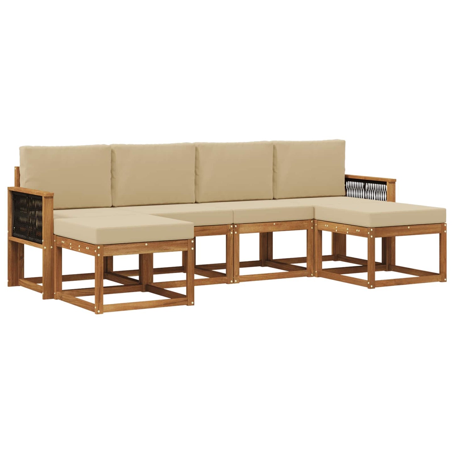 Buiten bankenset met kussen 6 pcs Natuurlijk en Beige Polyester is nu te koop bij PeponiXL, paradijselijk wonen!