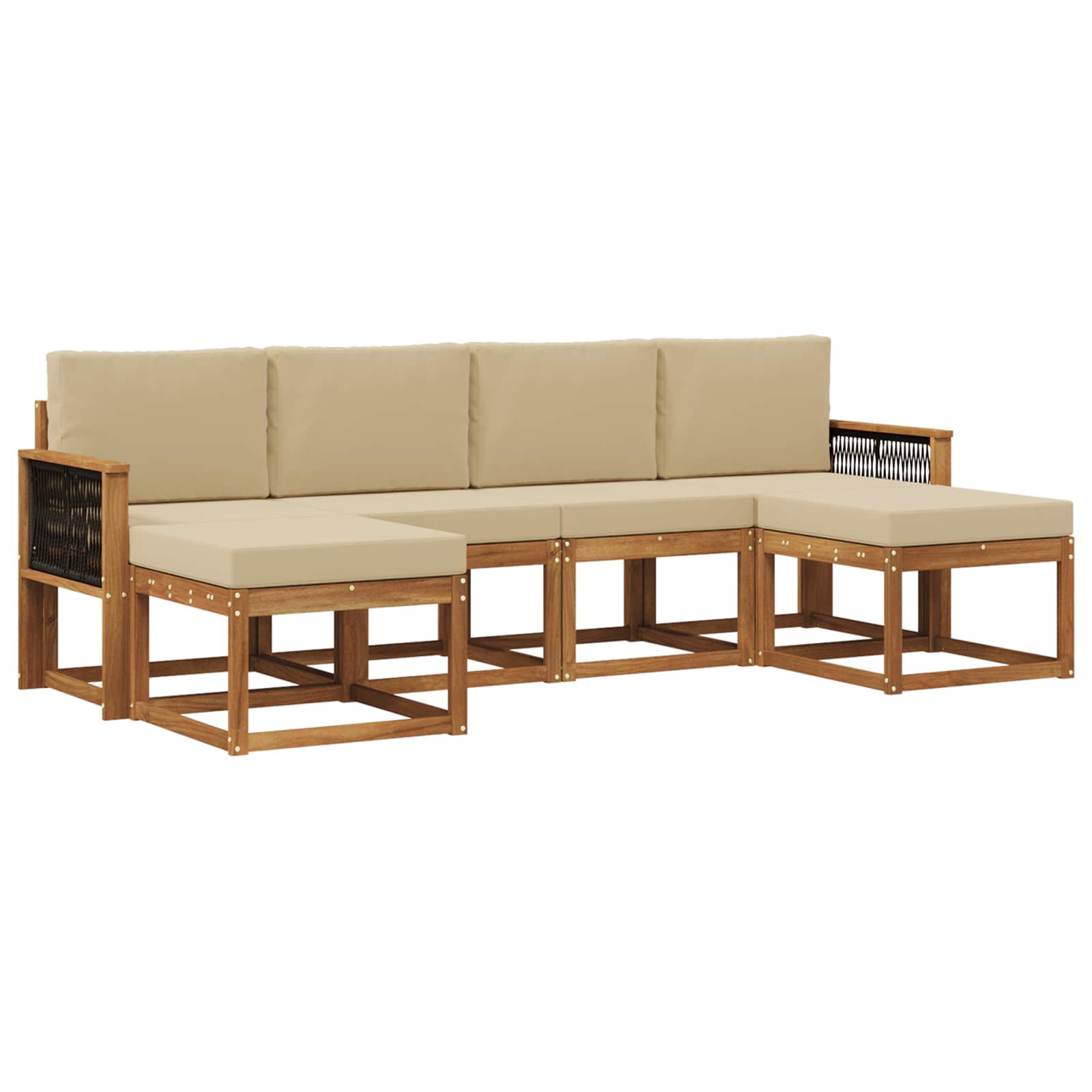 Buiten bankenset met kussen 6 pcs Natuurlijk en Beige Polyester is nu te koop bij PeponiXL, paradijselijk wonen!