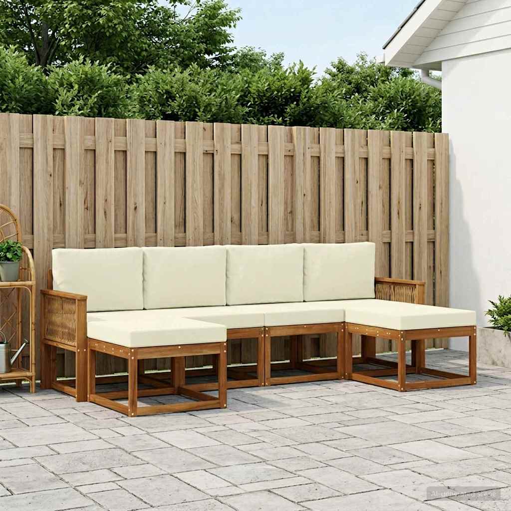 Buiten bankenset met kussen 6 pcs Natuurlijk en Crème Polyester is nu te koop bij PeponiXL, paradijselijk wonen!