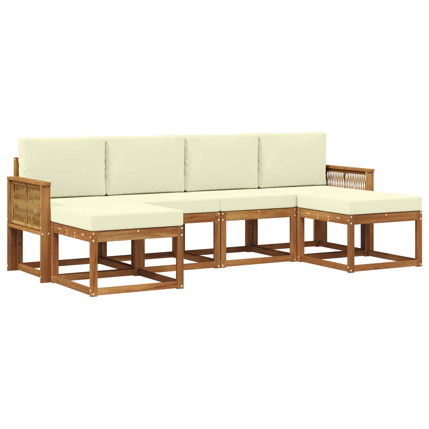 Buiten bankenset met kussen 6 pcs Natuurlijk en Crème Polyester is nu te koop bij PeponiXL, paradijselijk wonen!