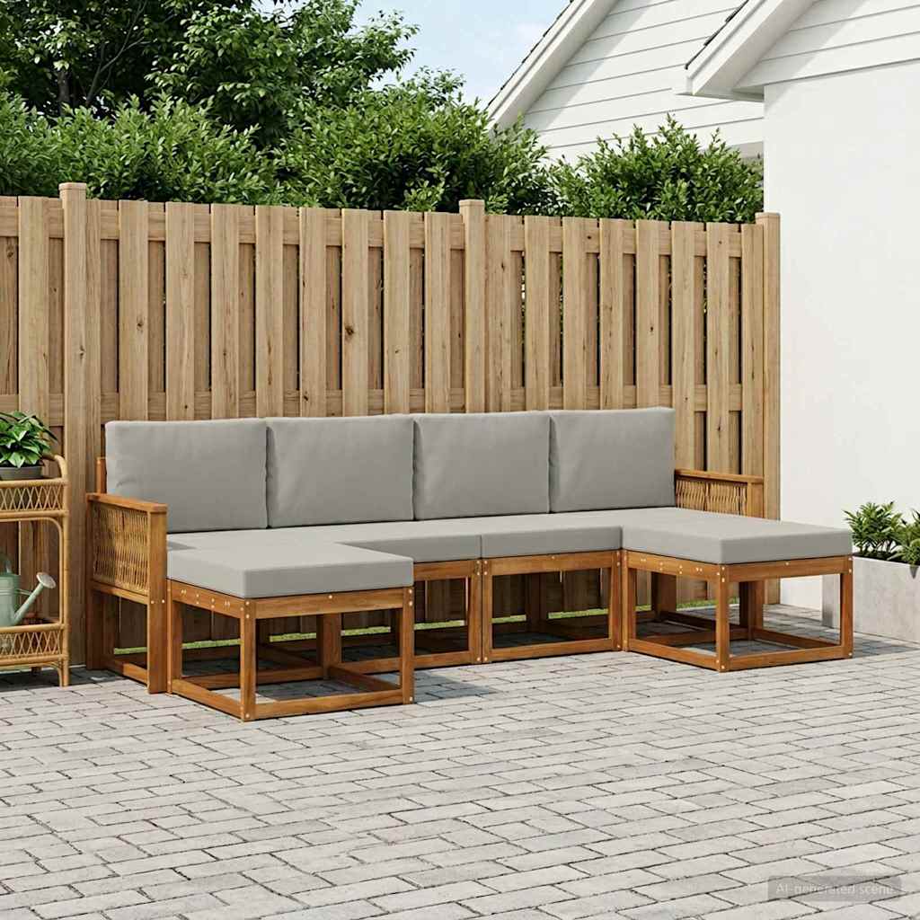 Buiten bankenset 6 pcs Naturel en lichtgrijs Polyester is nu te koop bij PeponiXL, paradijselijk wonen!