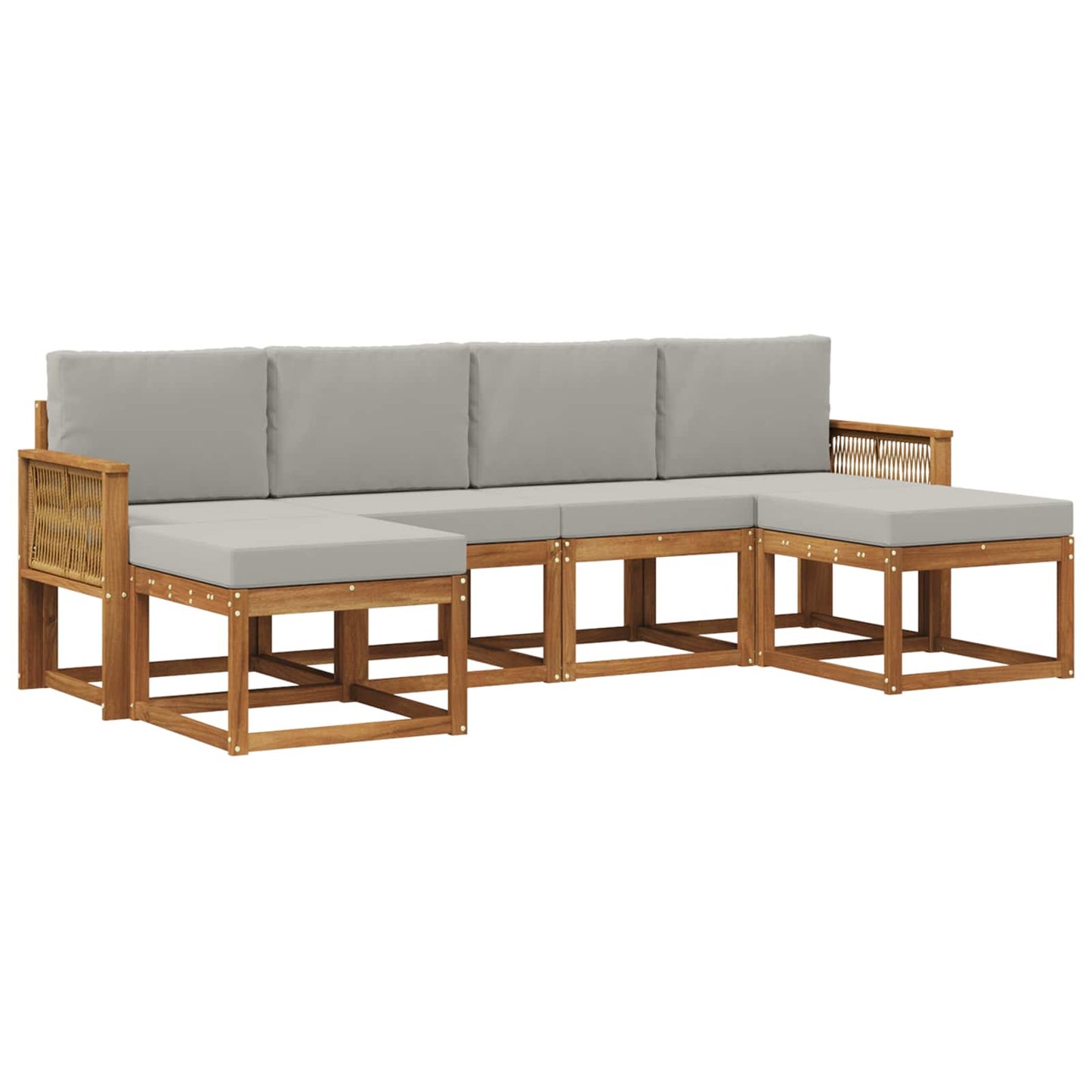 Buiten bankenset 6 pcs Naturel en lichtgrijs Polyester is nu te koop bij PeponiXL, paradijselijk wonen!