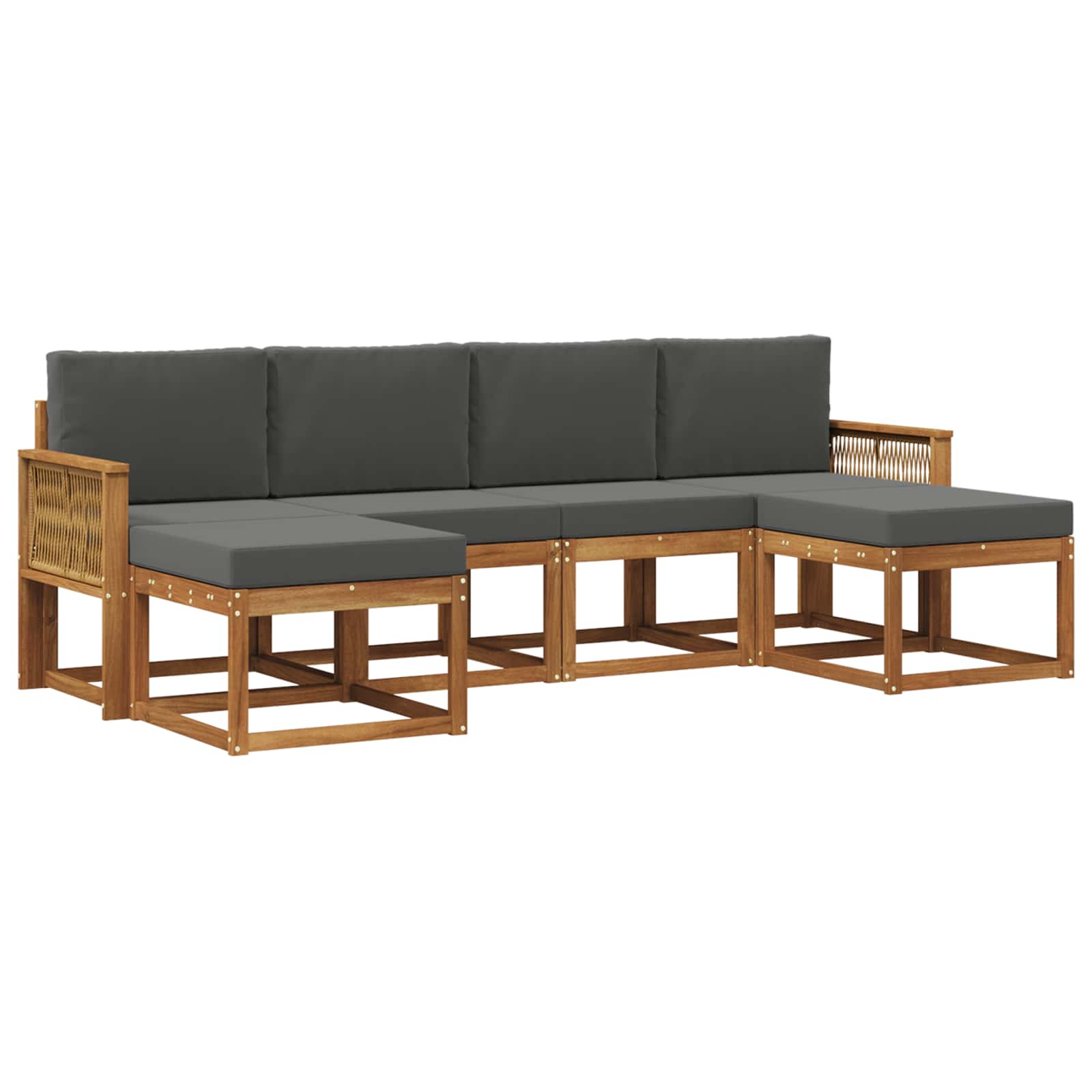 Buiten bankenset 6 pcs Natuurlijk en Antraciet Polyester is nu te koop bij PeponiXL, paradijselijk wonen!