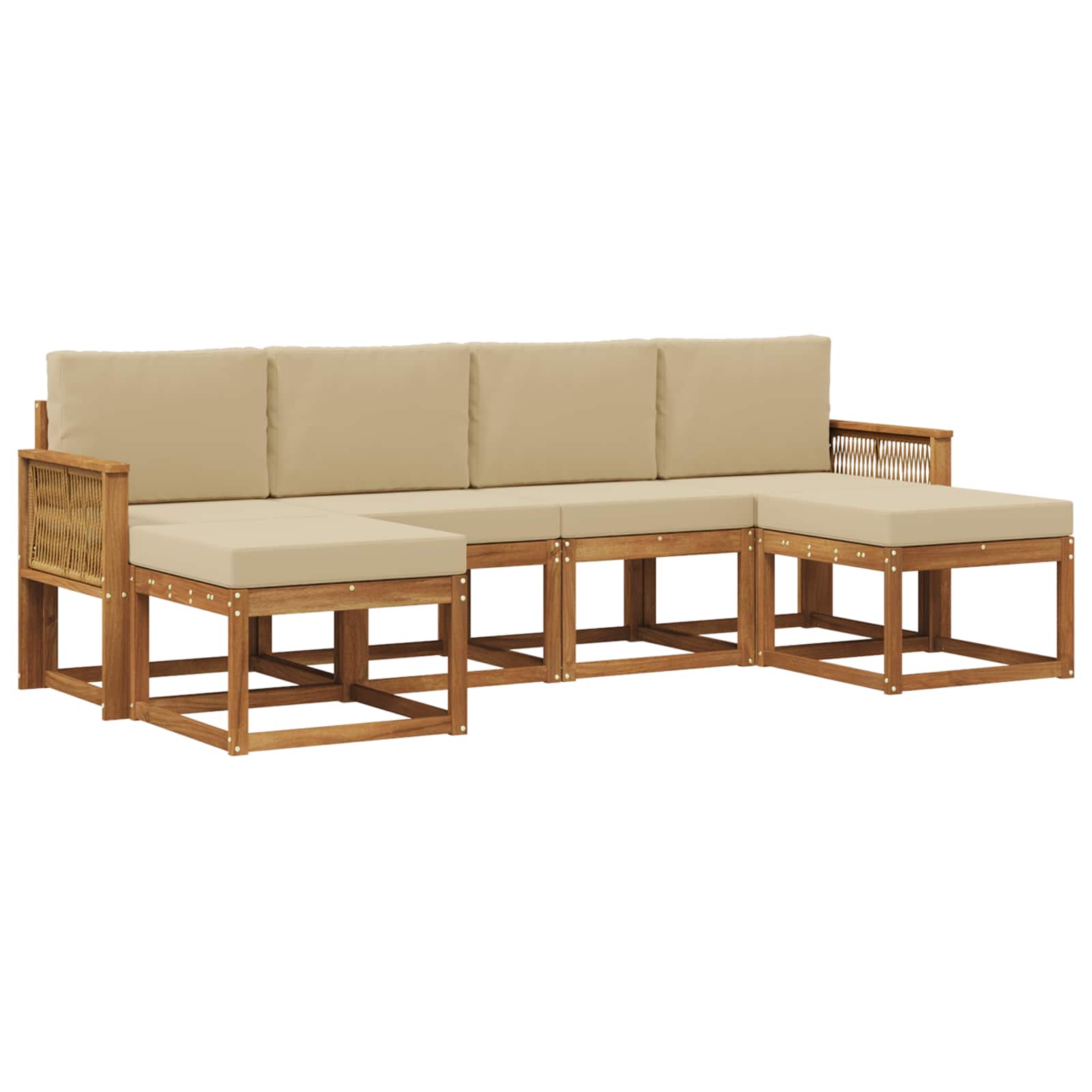 Buiten bankenset met kussen 6 pcs Natuurlijk en Beige Polyester is nu te koop bij PeponiXL, paradijselijk wonen!