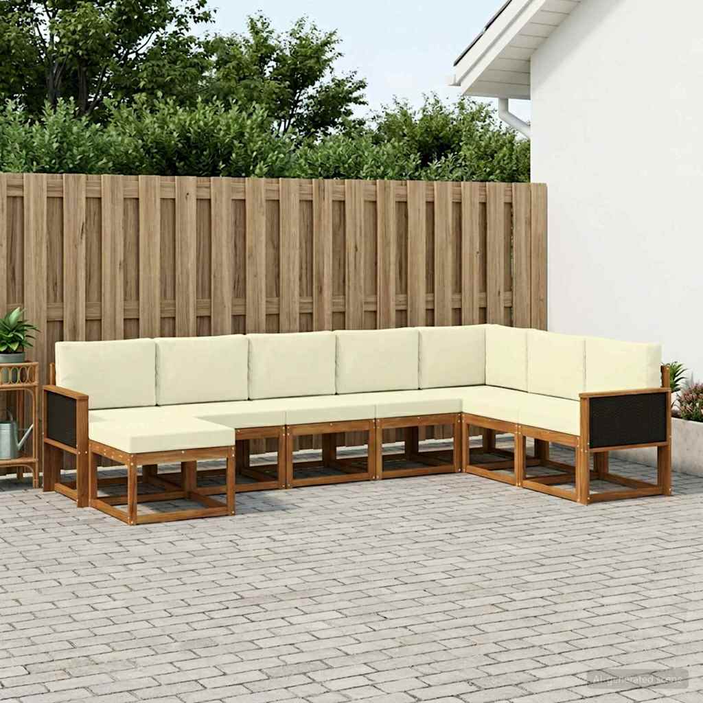 Buiten bankenset 8 pcs Natuurlijk en Crème Massief Acaciahout is nu te koop bij PeponiXL, paradijselijk wonen!