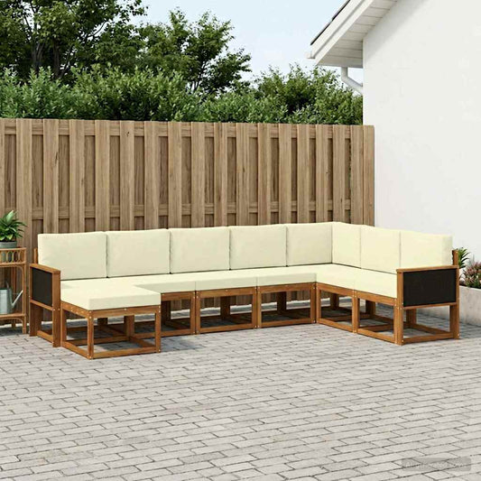Buiten bankenset 8 pcs Natuurlijk en Crème Massief Acaciahout is nu te koop bij PeponiXL, paradijselijk wonen!
