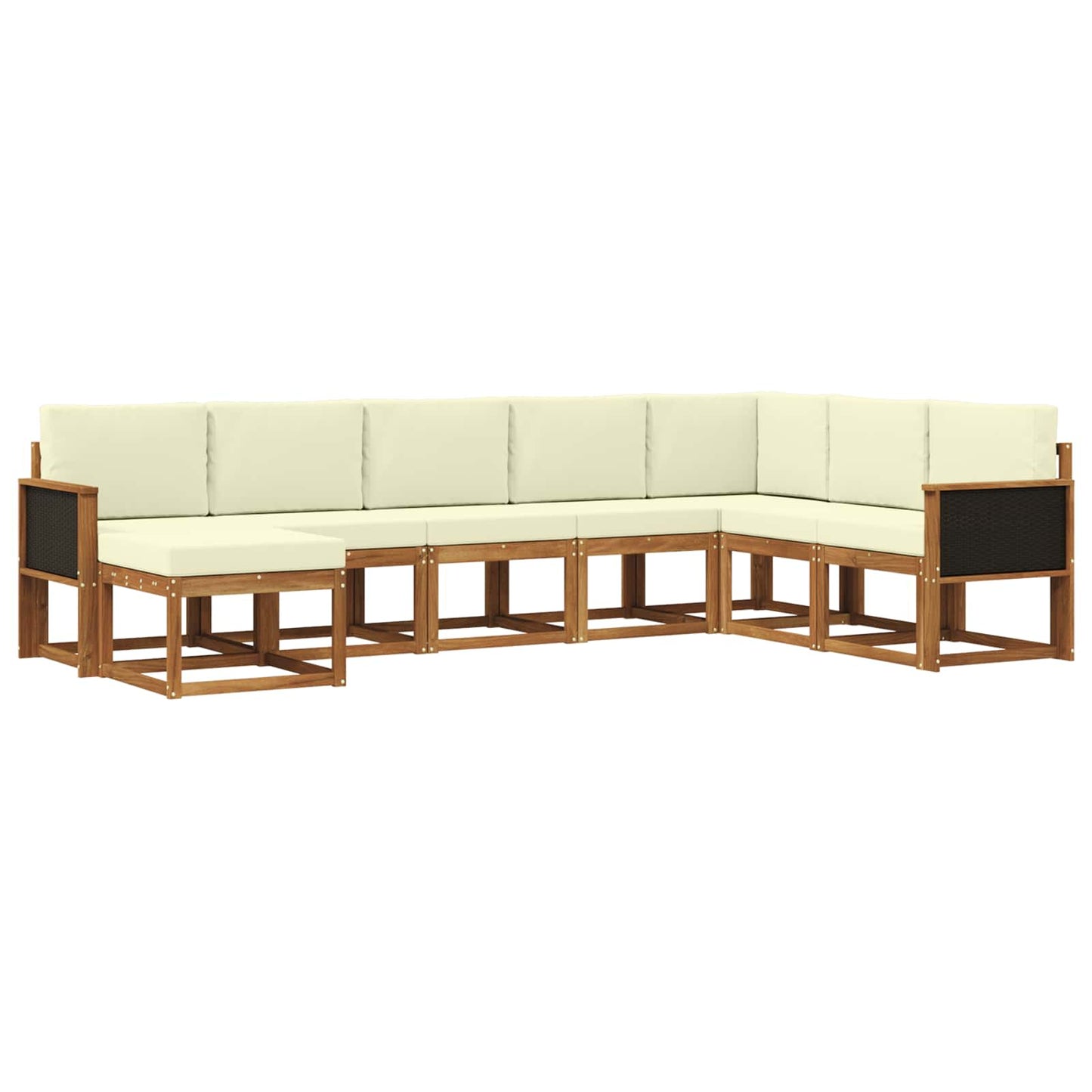 Buiten bankenset 8 pcs Natuurlijk en Crème Massief Acaciahout is nu te koop bij PeponiXL, paradijselijk wonen!
