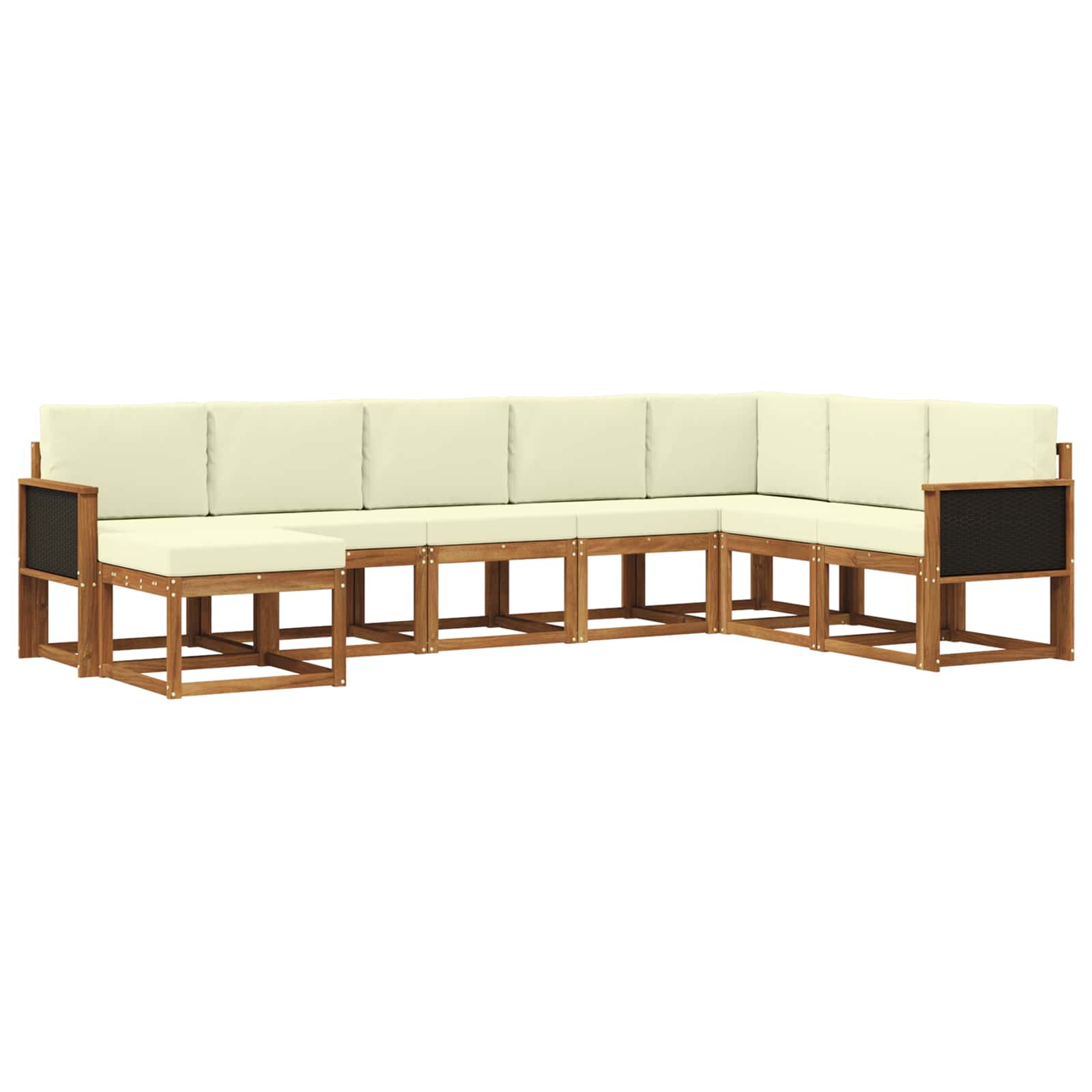Buiten bankenset 8 pcs Natuurlijk en Crème Massief Acaciahout is nu te koop bij PeponiXL, paradijselijk wonen!