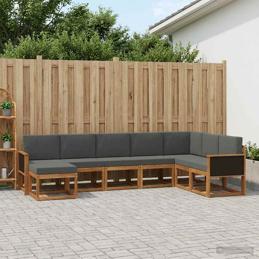Buiten bankenset met kussen 8 pcs Natuurlijk en Antraciet is nu te koop bij PeponiXL, paradijselijk wonen!