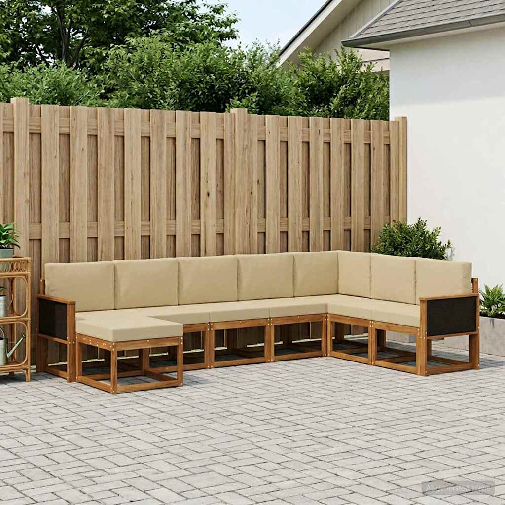 Buiten bankenset 8 pcs Natuurlijk en Beige Massief Acaciahout is nu te koop bij PeponiXL, paradijselijk wonen!