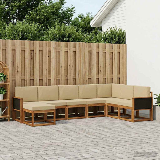 Buiten bankenset 8 pcs Natuurlijk en Beige Massief Acaciahout is nu te koop bij PeponiXL, paradijselijk wonen!
