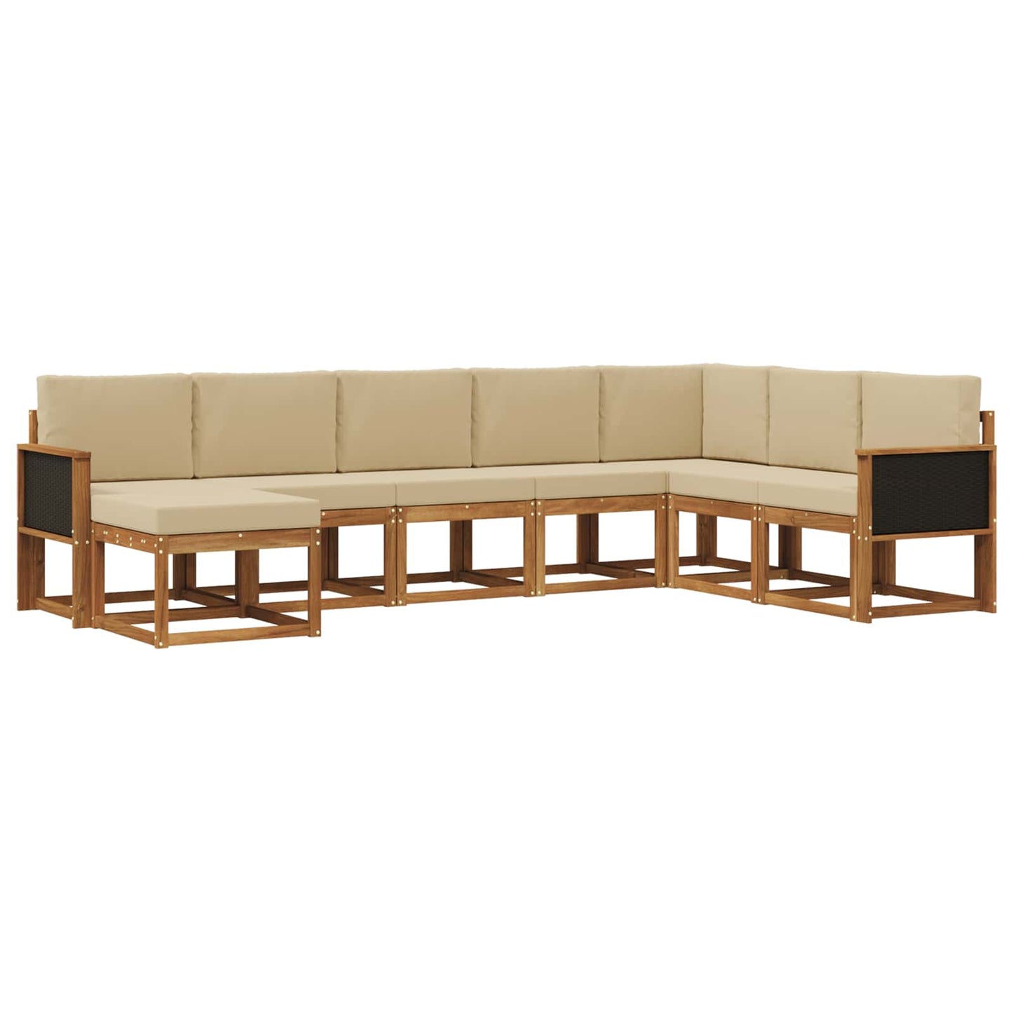 Buiten bankenset 8 pcs Natuurlijk en Beige Massief Acaciahout is nu te koop bij PeponiXL, paradijselijk wonen!