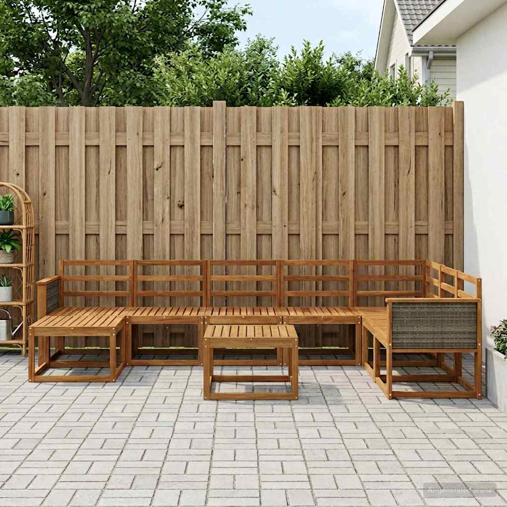 Buiten bankenset 8 pcs Naturel Massief Acaciahout is nu te koop bij PeponiXL, paradijselijk wonen!