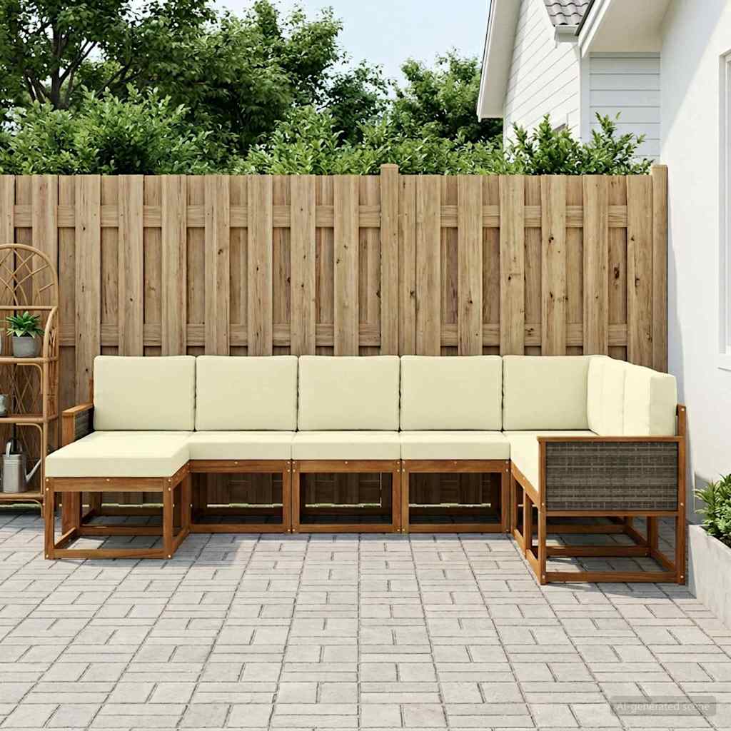 Buiten bankenset 8 pcs Natuurlijk en Crème Massief Acaciahout is nu te koop bij PeponiXL, paradijselijk wonen!
